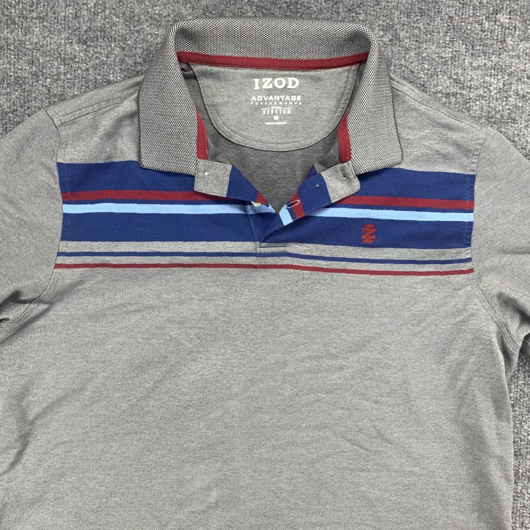 Izod IZOD Polo Shirt Mens Medium Gray Striped Performance Advantage Stretch Golf Size US M / EU 48-50 / 2 - 3 Thumbnail