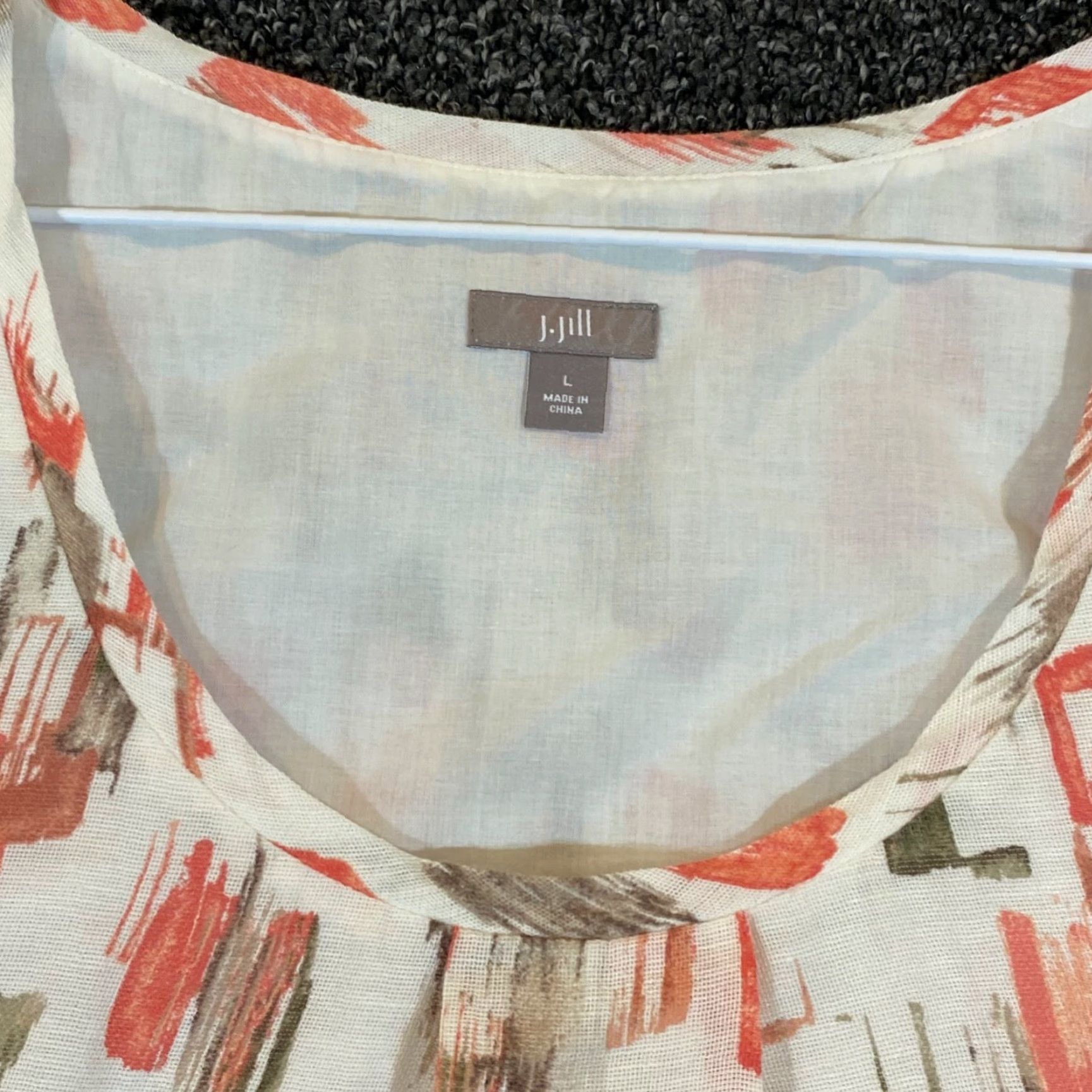 J. Jill J. Jill Tank Top Womens L Silk Linen Blend White Red Sleeveless Blouse Casual Workwear Size L / US 10 / IT 46 - 2 Thumbnail