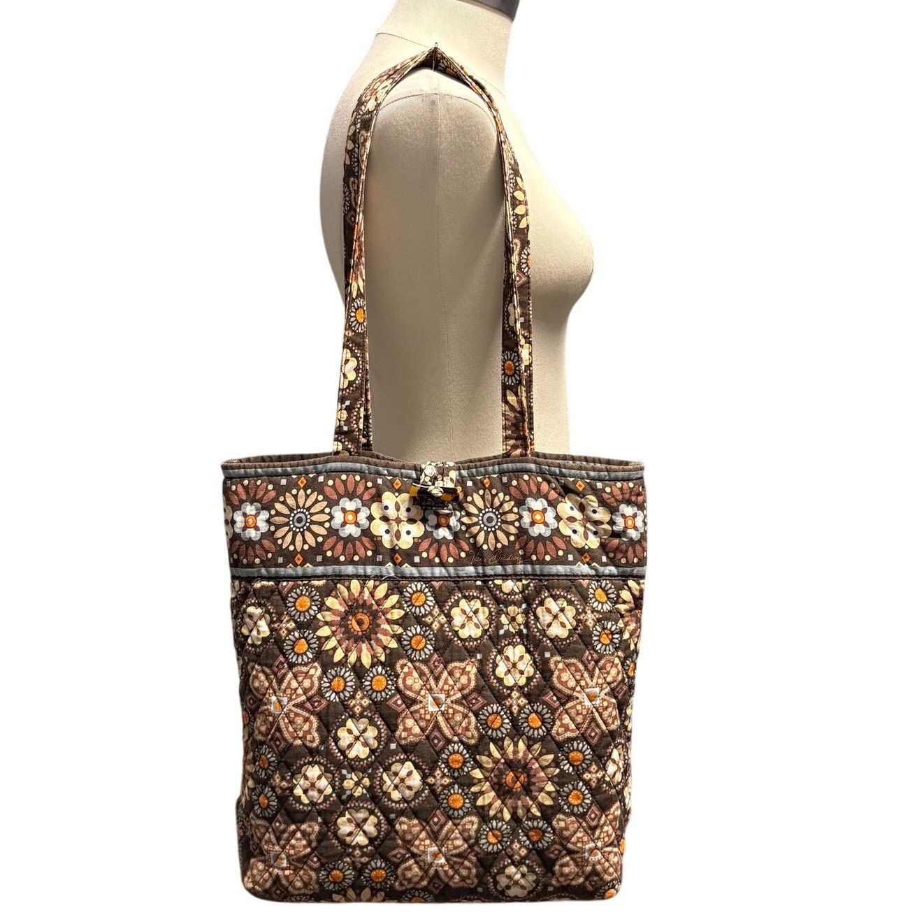 Vera Bradley Vera Bradley Quilted Tote Bag Floral Brown Blue 13"x14" Size ONE SIZE - 3 Thumbnail