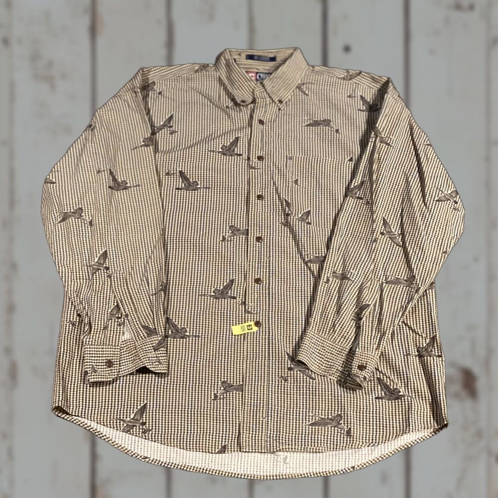 Chaps Chaps Ralph Lauren Button-Up Shirt Houndstooth Check Ducks L Mens Large Multi-Color 100% Cotton Button-Front Long Sleeve Size US L / EU 52-54 / 3 - 1 Thumbnail