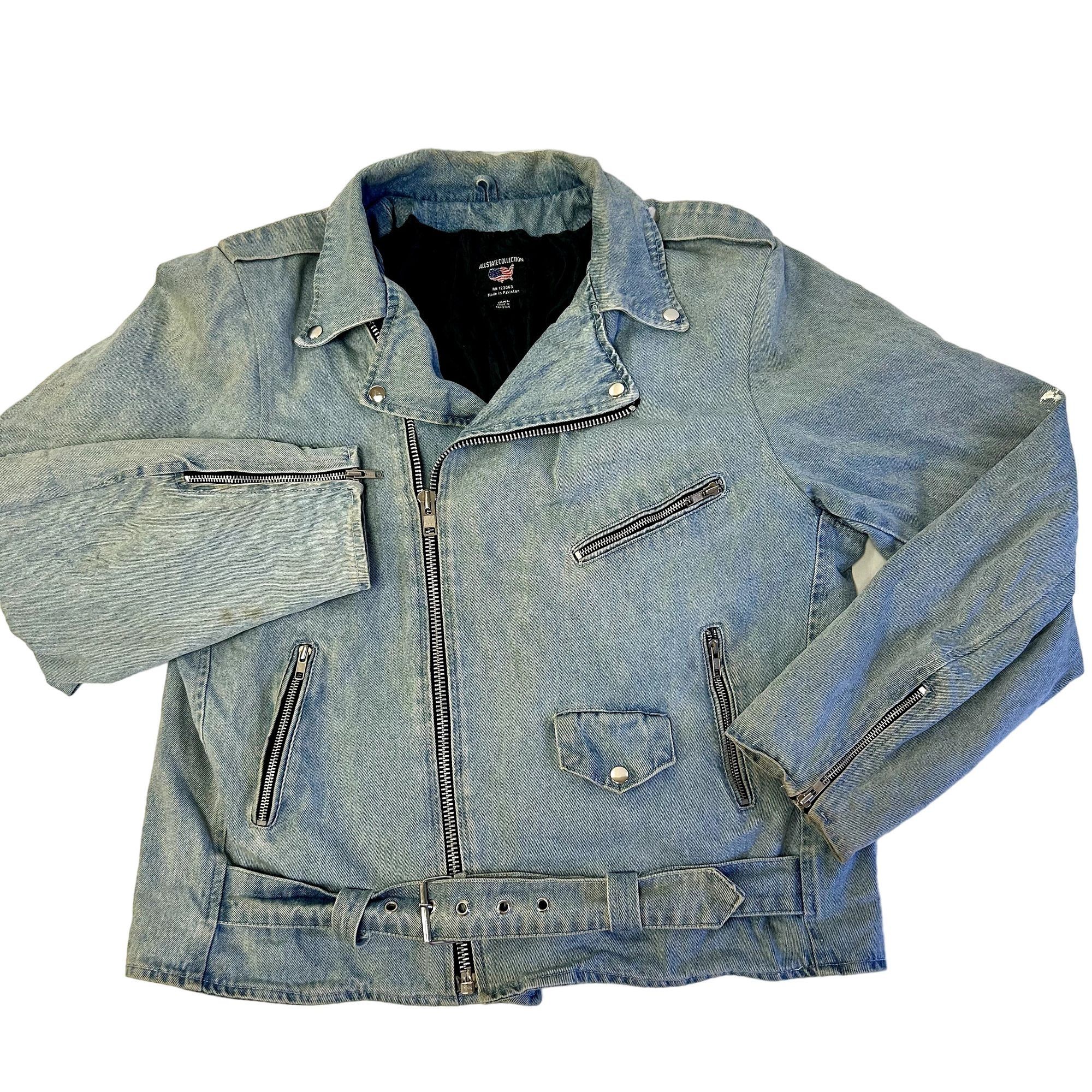 image of Unkwn 80's Blue Jean Rockabilly Bobber Motorcycle Denim Jacket 3Xl, Men's (Size 2XL)