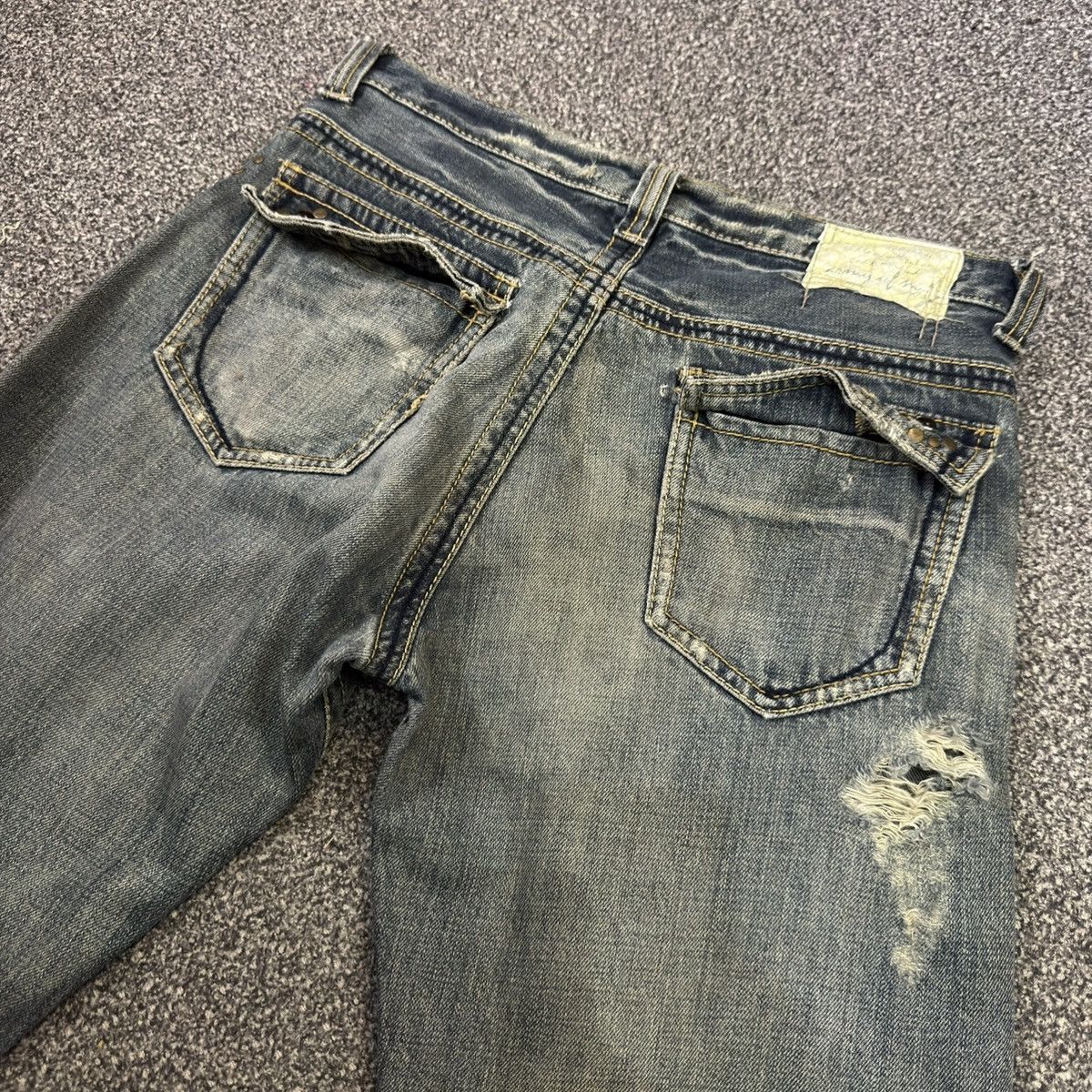 Japanese Brand Vintage Boot Cut Japanese Distressed Trim Studded Denim Size US 31 - 7 Thumbnail