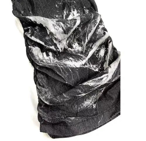 VIBE Washed distressed pleated micro-flare bat-print jeans Size US 32 / EU 48 - 6 Thumbnail