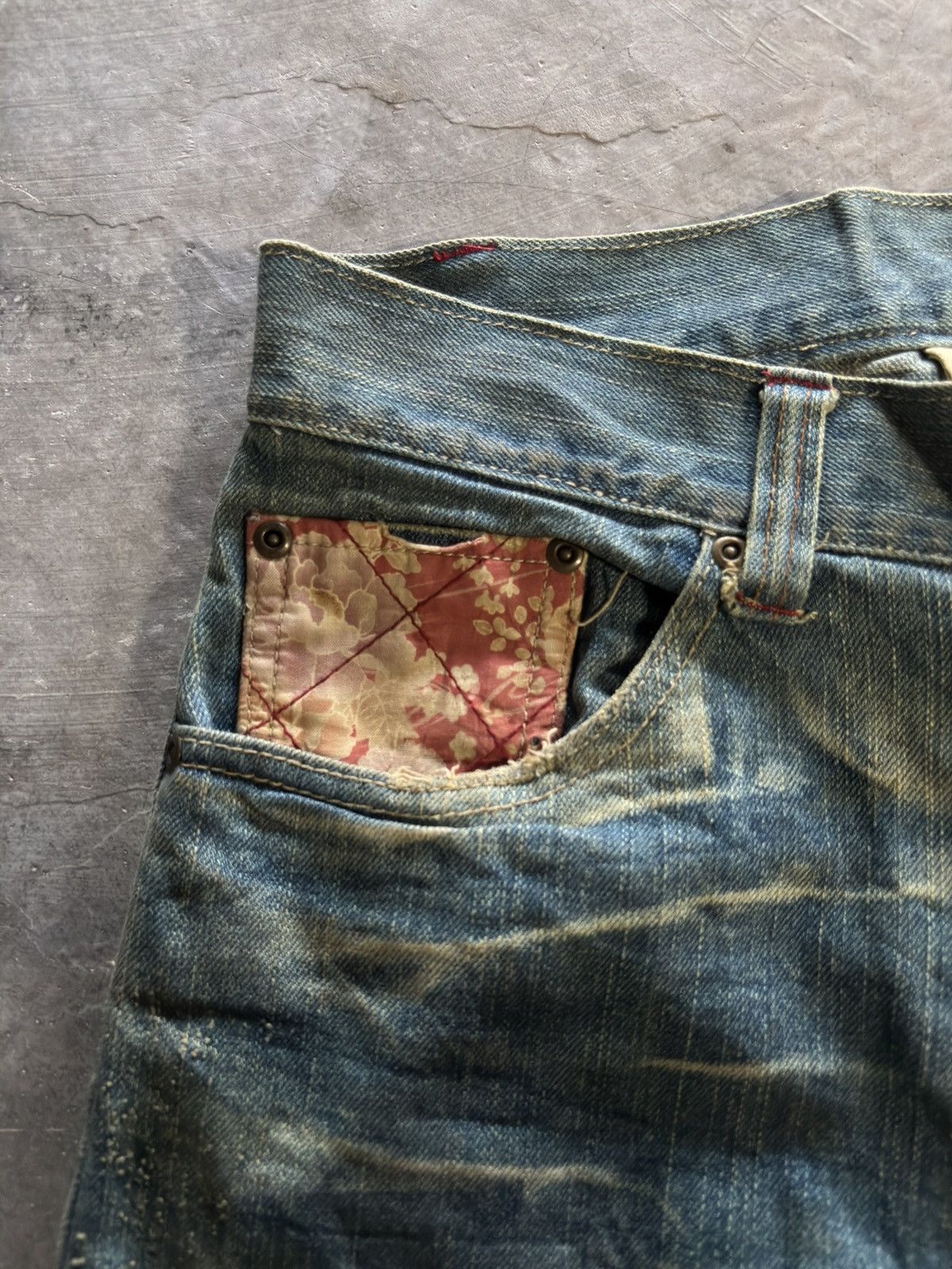 Hysteric Glamour × If Six Was Nine × Japanese Brand GUMU distressed japanese denim sakura sukajan sick mud wash Size US 31 - 8 Thumbnail