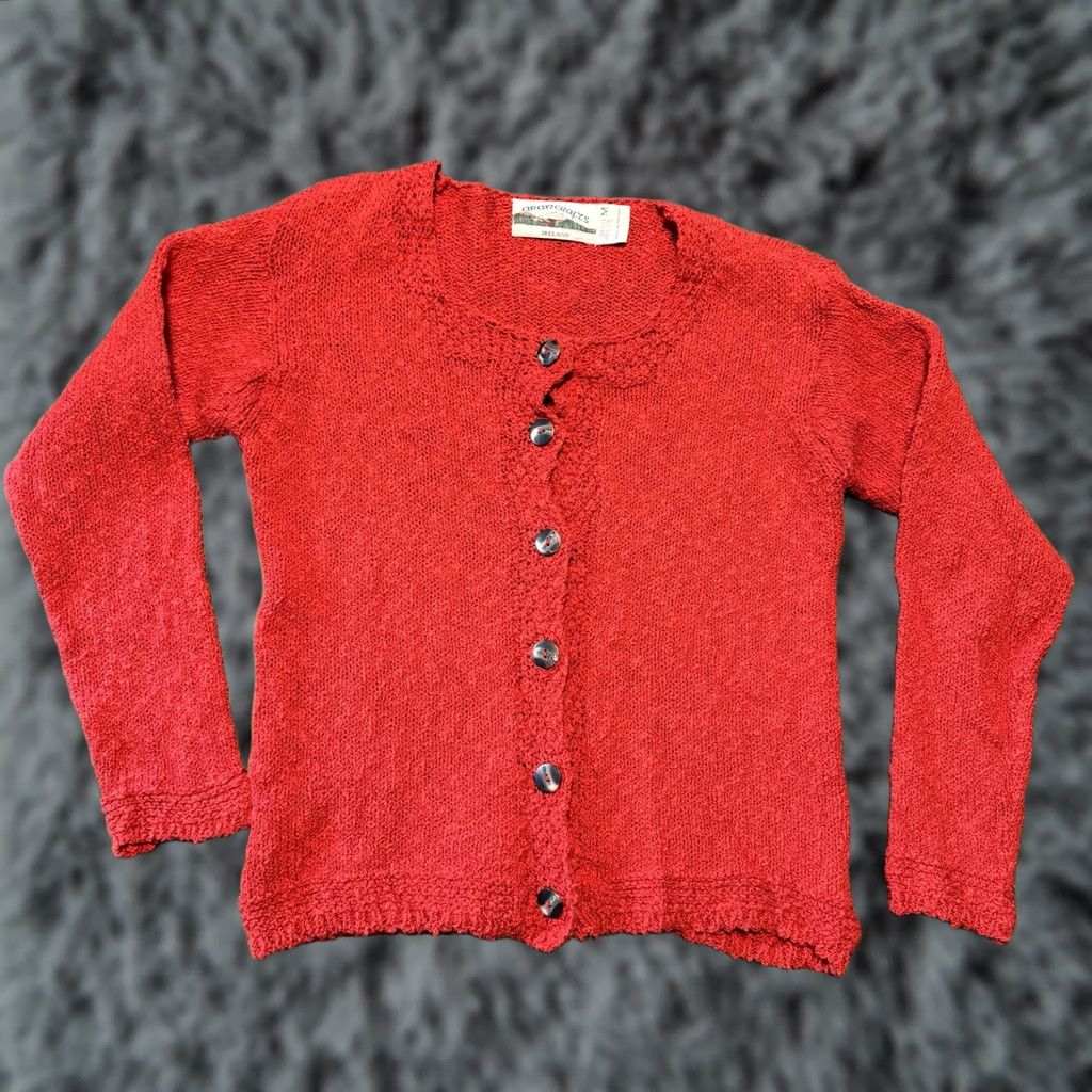 Vintage VINTAGE Aran Crafts Red Cardigan Sweater Cable Knit Button Linen Ireland Womens Medium Size M / US 6-8 / IT 42-44 - 1 Thumbnail