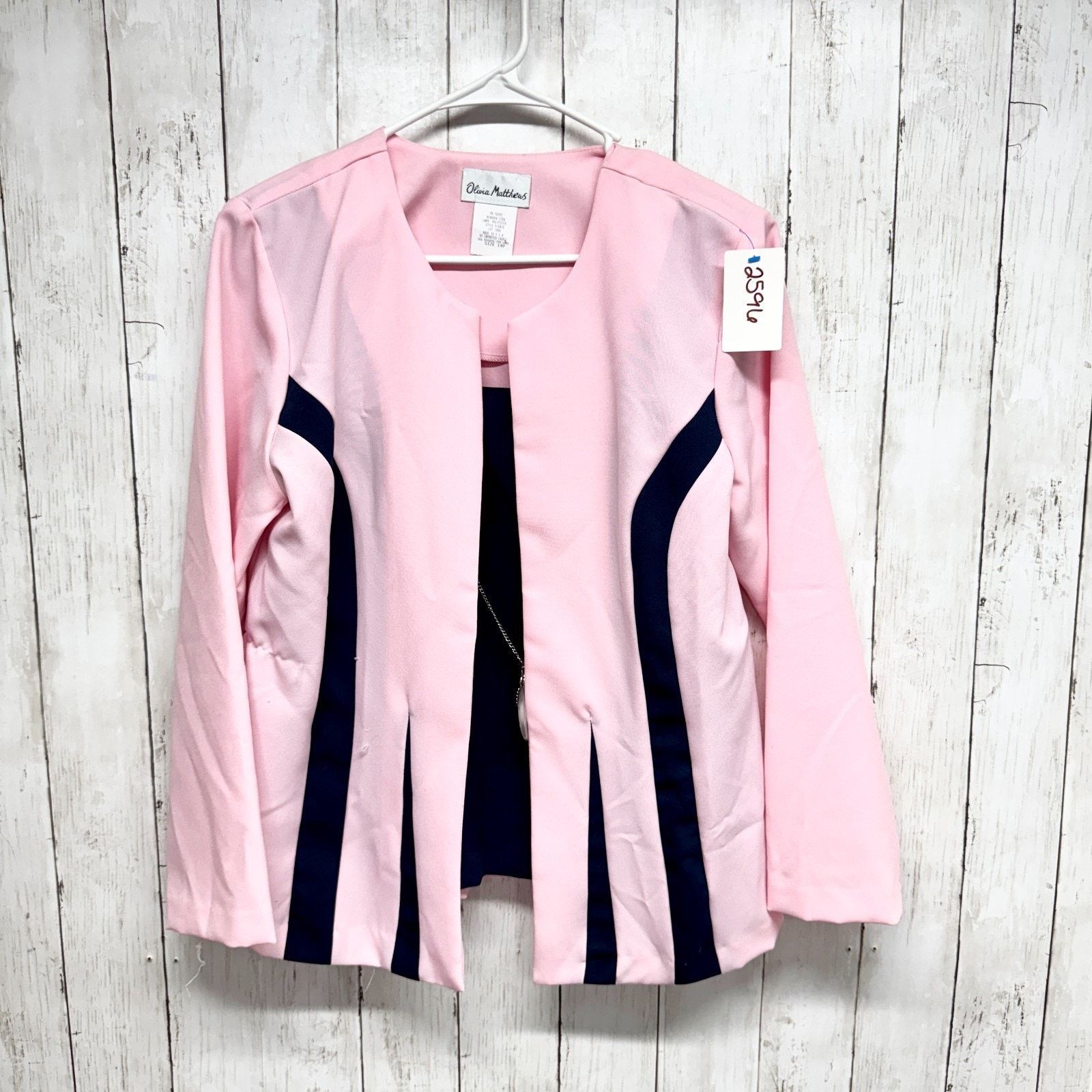Vintage Vtg Olivia Matthews Jacket Size 14P Light Pink Navy Blazer Size XL / US 12-14 / IT 48-50 - 1 Thumbnail