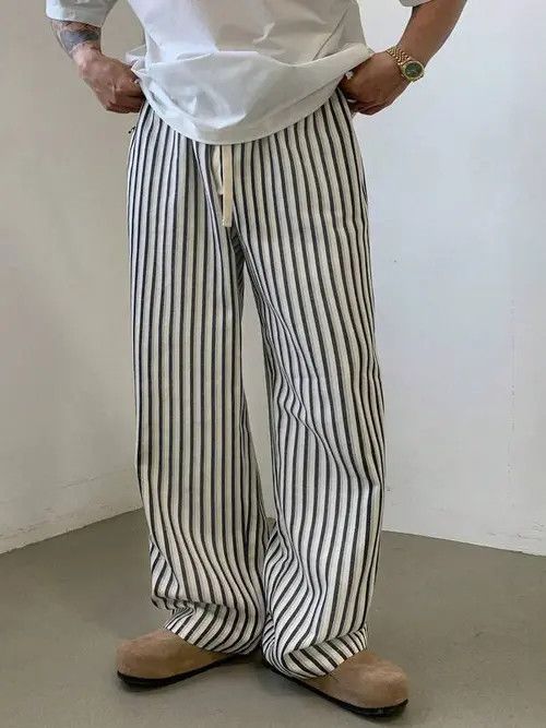 Japanese Brand Sawako x Ryoko Stripe pyjama Vintage Straight Sweatpants Size US 34 / EU 50 - 8 Thumbnail