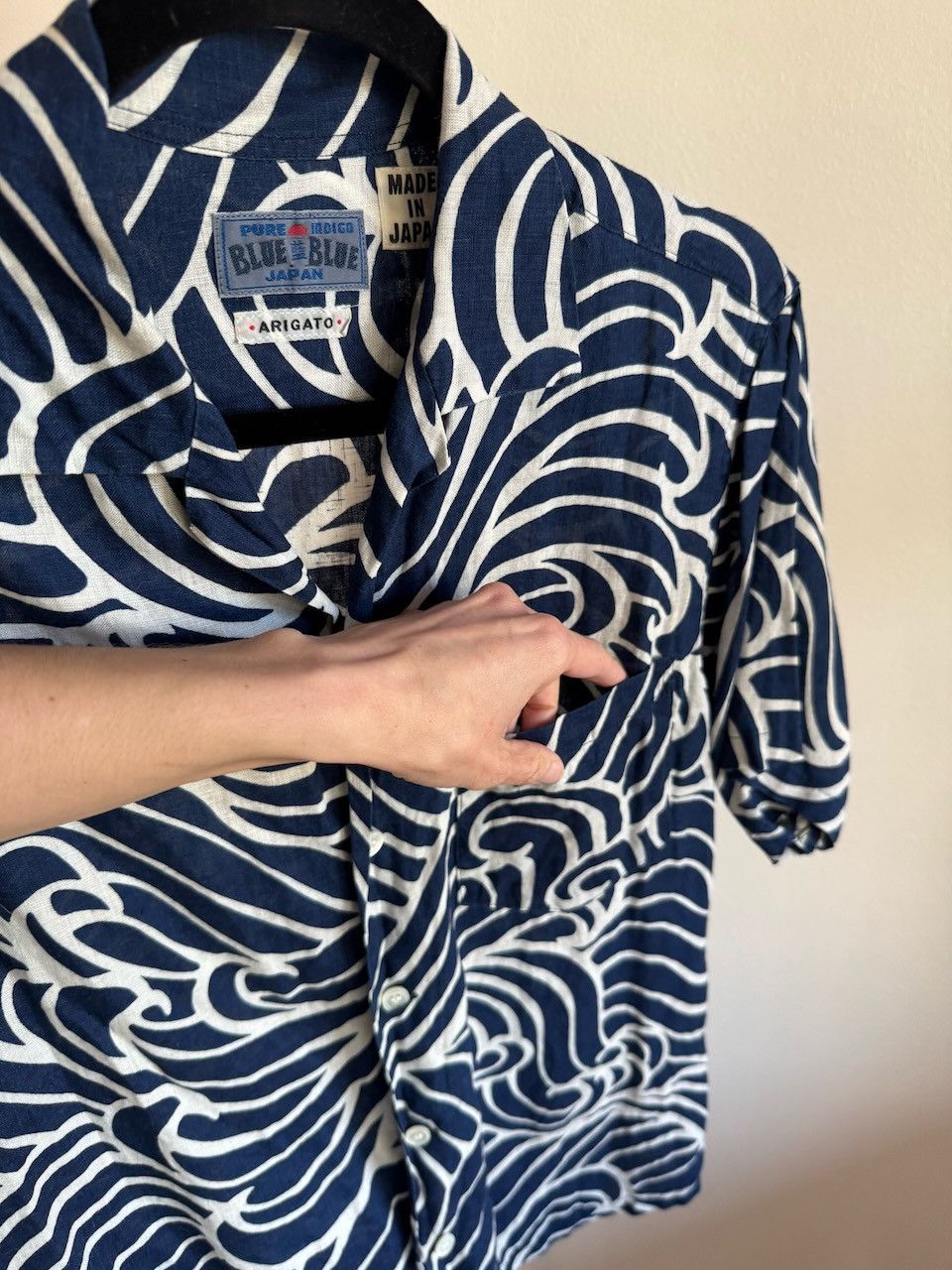 Blue Blue Japan Indigo-dyed button-down shirt, wave Size US S / EU 44-46 / 1 - 3 Thumbnail