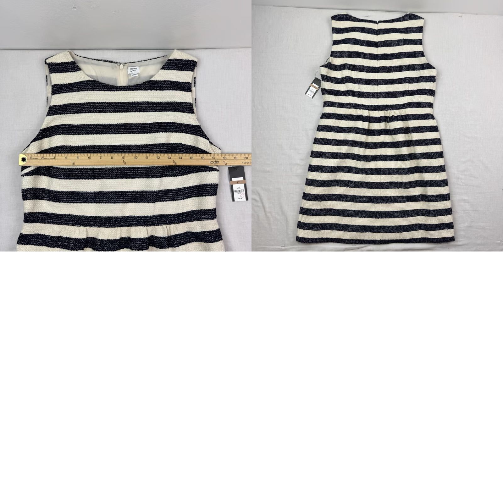 Vintage NWT Crown & Ivy Striped Dress Womens 12 Above Knee Deadstock Target Size XL / US 12-14 / IT 48-50 - 9 Thumbnail
