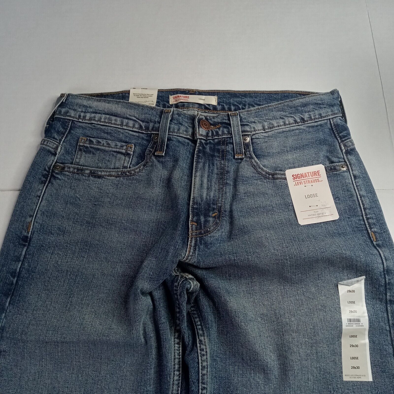Levi's Signature By Levi's Loose Jeans Men's 29x30 Blue Denim Flex Size US 29 - 4 Thumbnail