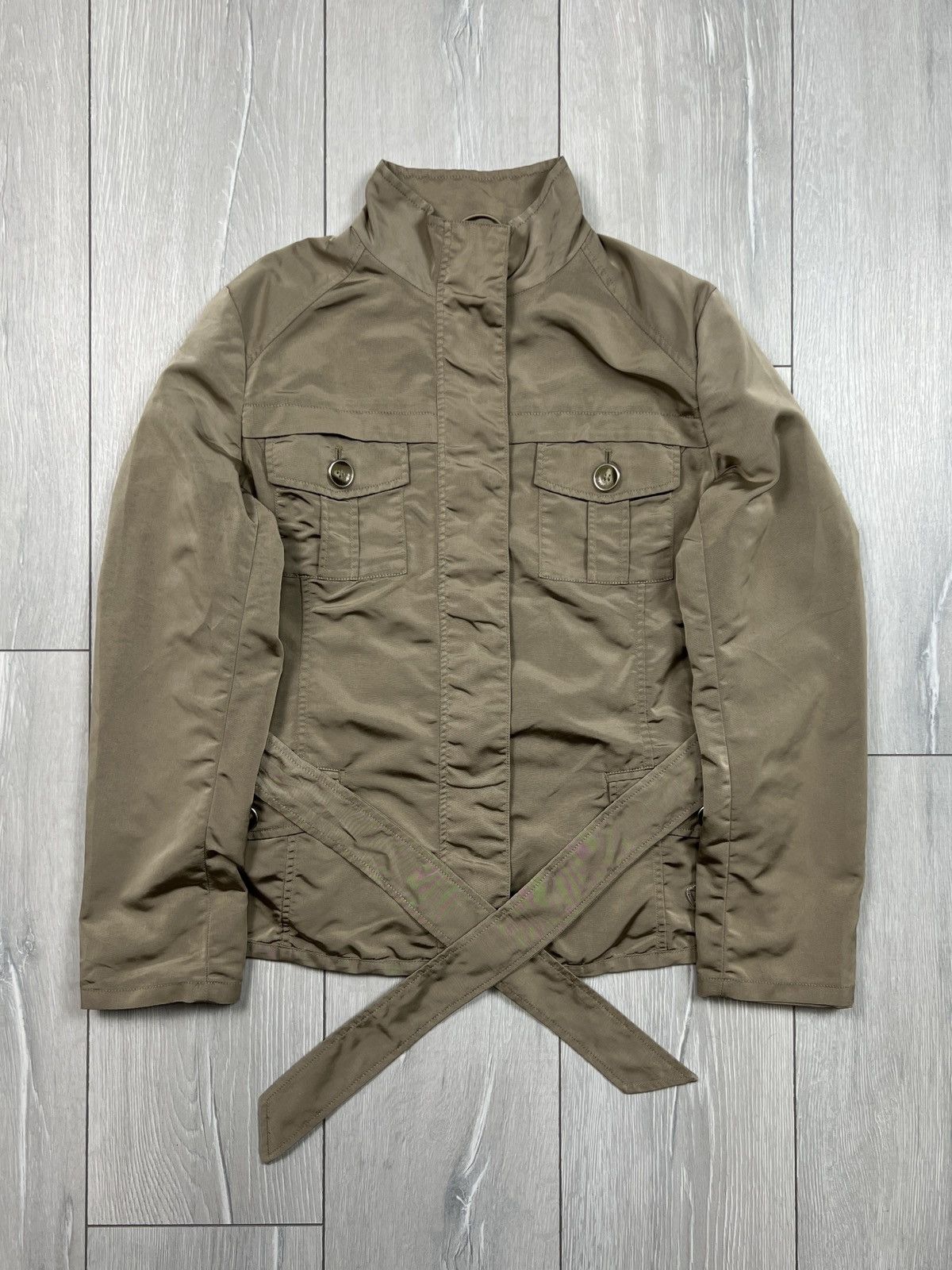Weekend Max Mara Weekend Max Mara Belted Nylon Military Style Jacket (Y0040) Size L / US 10 / IT 46 - 1 Thumbnail