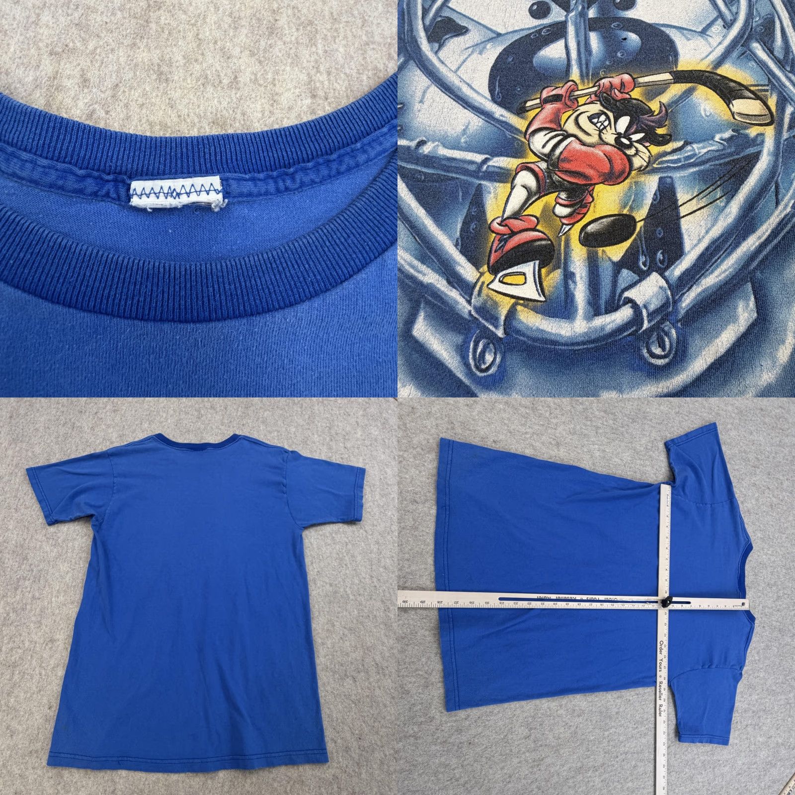 Vintage Vintage Looney Tunes Shirt Mens Medium Blue Taz Hockey Cartoon Graphic 90s Size US M / EU 48-50 / 2 - 8 Thumbnail