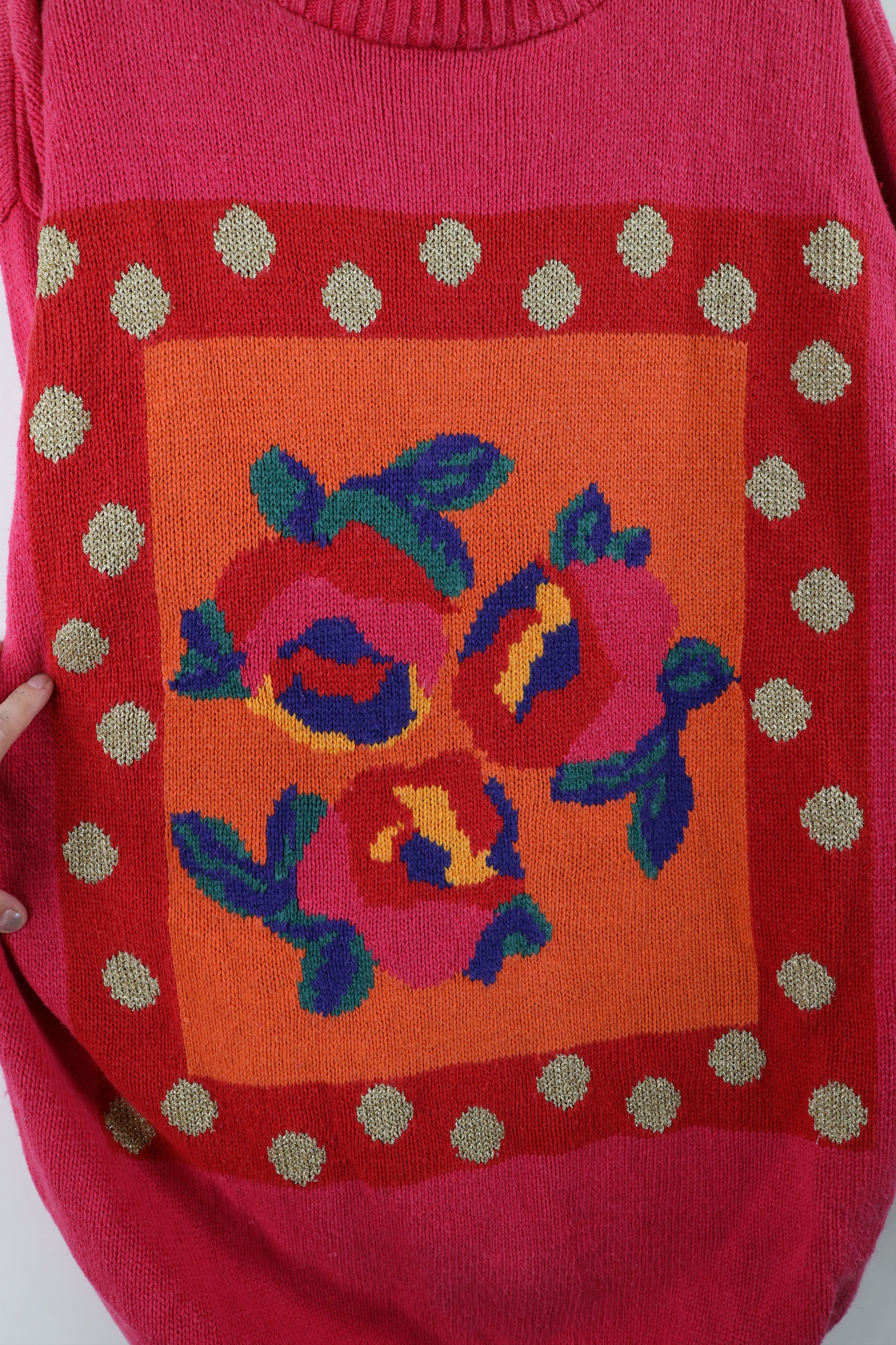 Vintage Vintage 90s Streetwear Abstract Flower Marled Knit Sweater Size M / US 6-8 / IT 42-44 - 4 Thumbnail