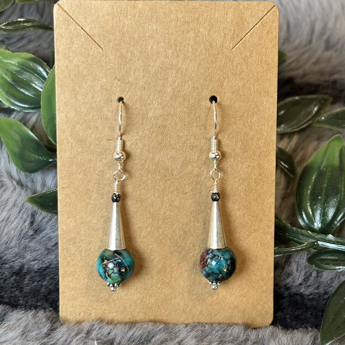 Handmade Handcrafted art glass hematite cone earrings Size ONE SIZE - 2 Thumbnail