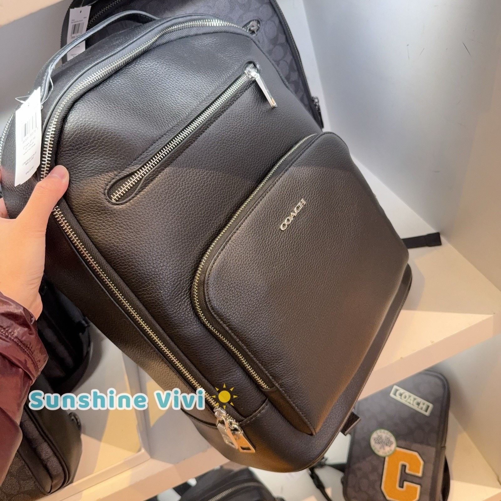 Coach NWT Coach Men’s Ethan Backpack Leather CZ391 Gunmetal/Black Size ONE SIZE - 3 Thumbnail