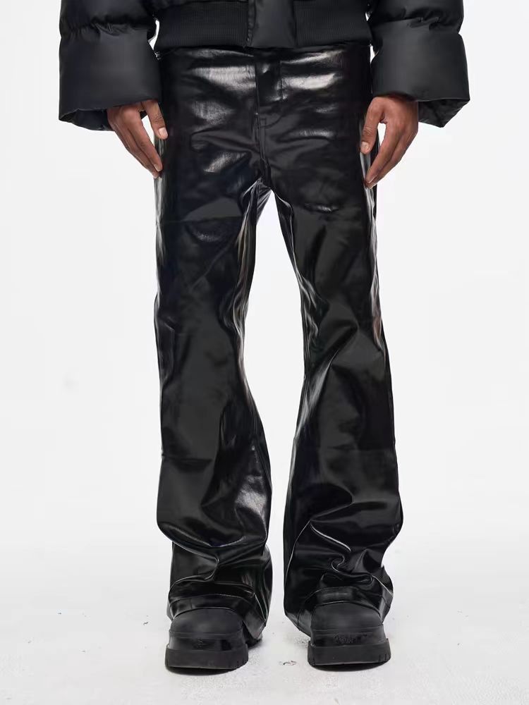 Japanese Brand × Jean High street style coated waxed glossy bootcut baggy jeans Size US 34 / EU 50 - 2 Thumbnail
