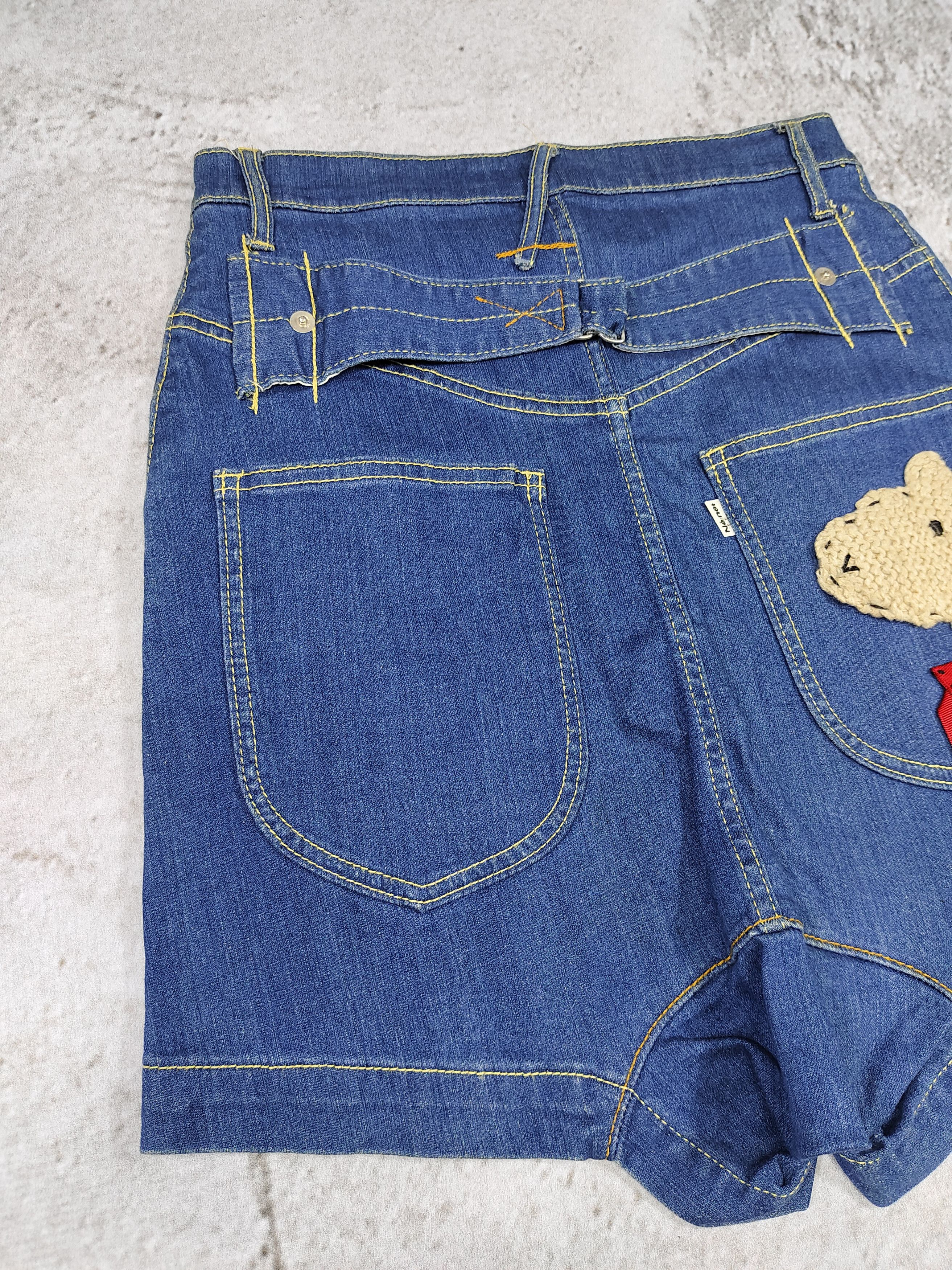 Ne-Net 00s Ne-Net- Bear Loop Embroidery Pocket Denim Short Size 29" - 3 Thumbnail