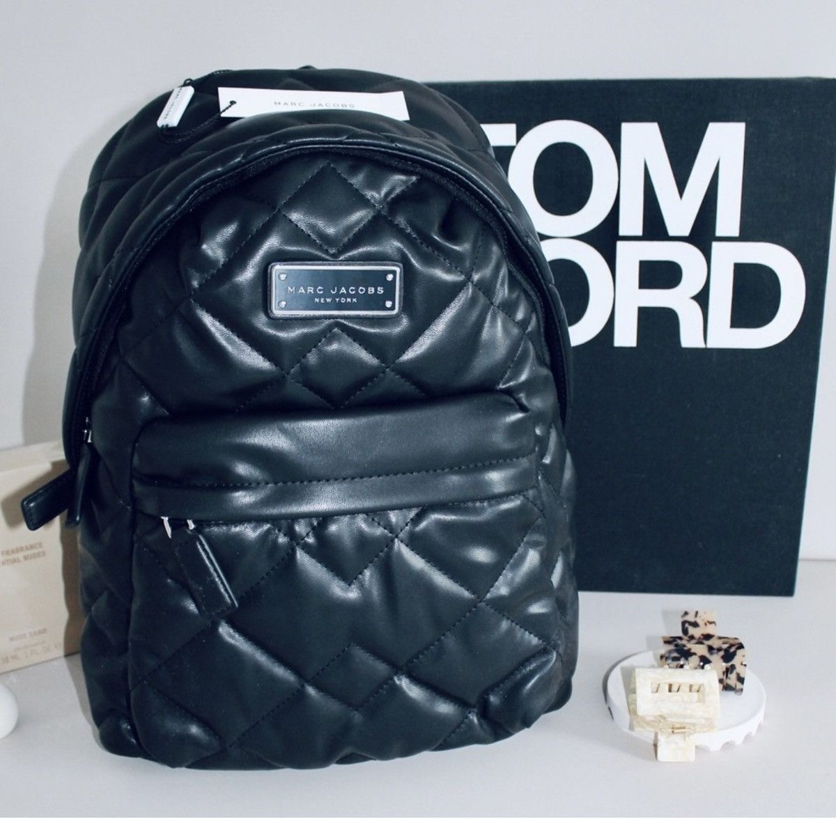 Marc Jacobs MARC JACOBS Quilted Faux Leather Black Backpack Size ONE SIZE - 1 Thumbnail