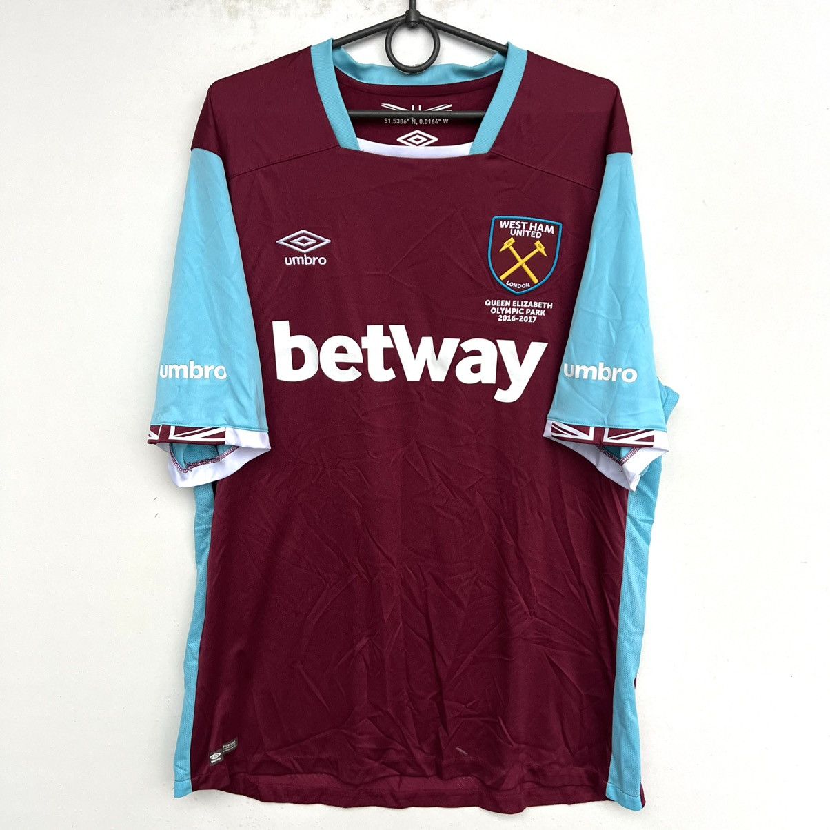 Umbro WEST HAM UNITED FC 2016 2017 HOME SHIRT UMBRO JERSEY SOCCER Size US XXL / EU 58 / 5 - 1 Thumbnail