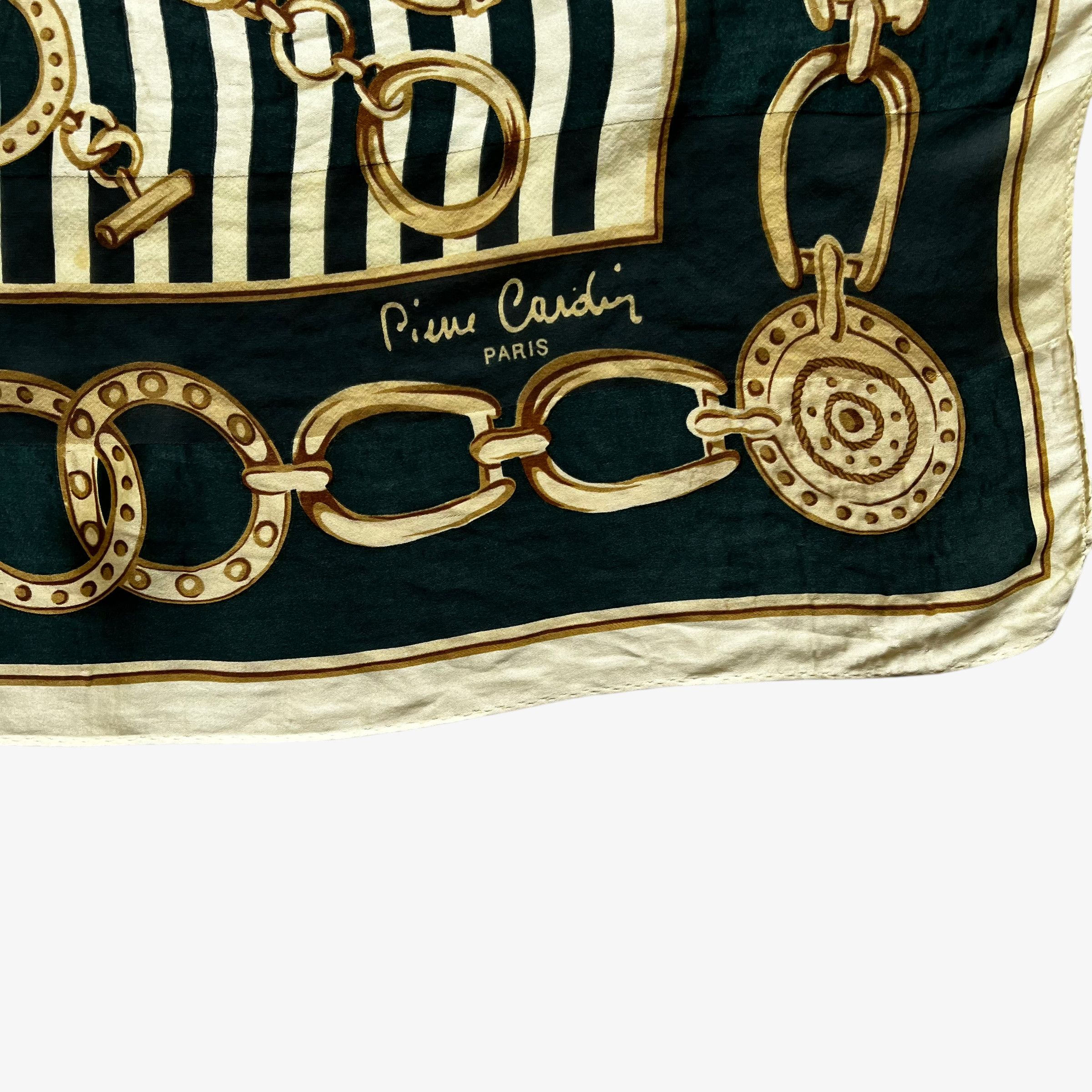 Pierre Cardin Vintage 90s Pierre Cardin Equestrian Chain Print Silk Scarf Size ONE SIZE - 2 Thumbnail