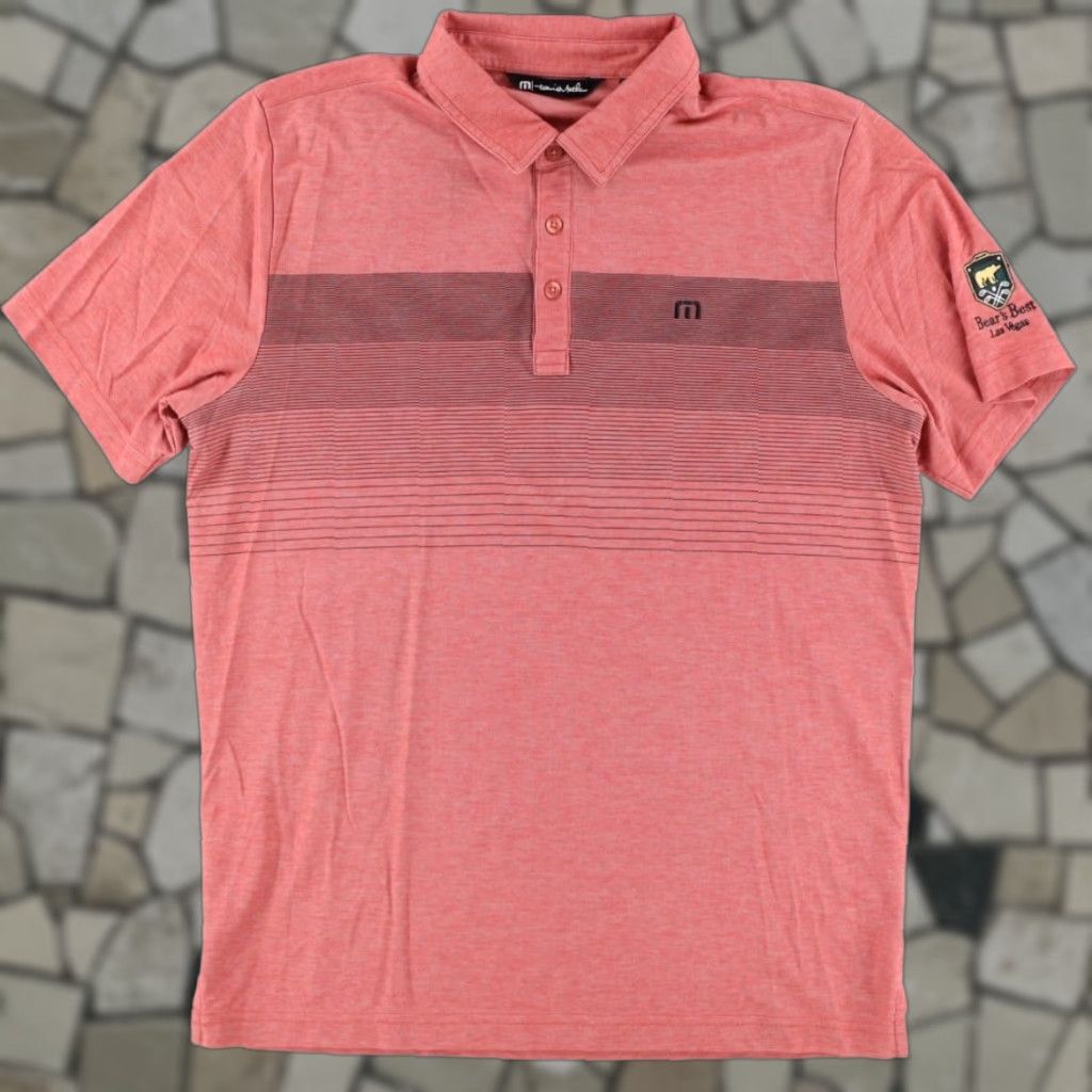 TravisMathew Travis Mathew Polo Shirt Red Men's L Bear's Best Vegas Cotton Blend Solid Shirt Size US L / EU 52-54 / 3 - 1 Thumbnail