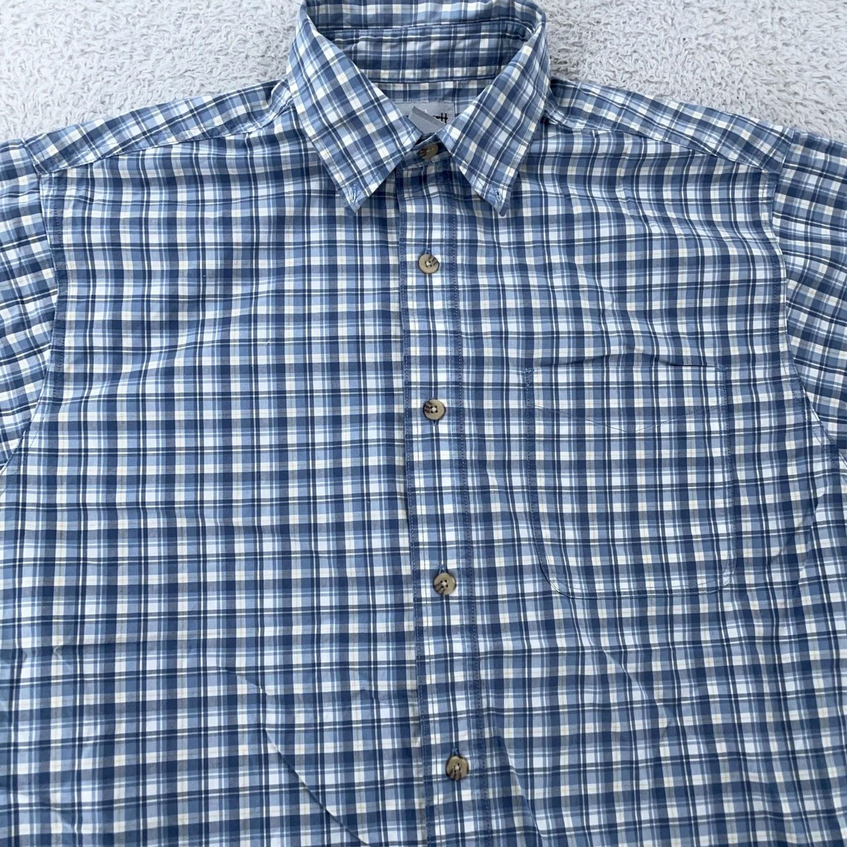 Carhartt Carhartt Shirt Mens Medium Light Blue Plaid Short Sleeve Button Front Work Size US M / EU 48-50 / 2 - 2 Thumbnail