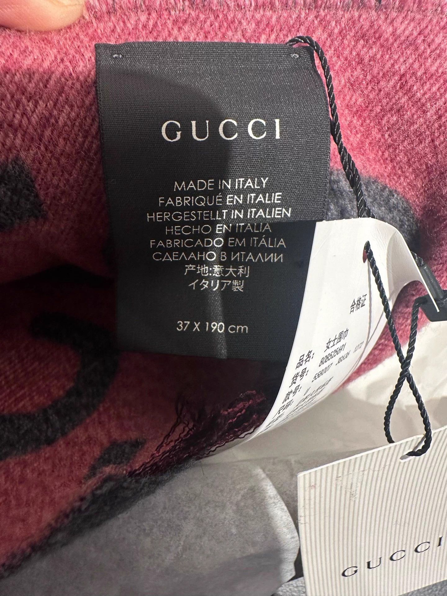 Gucci New Gucci Wool Gray Pink Double-faced GG Logo Scarf Size ONE SIZE - 3 Thumbnail