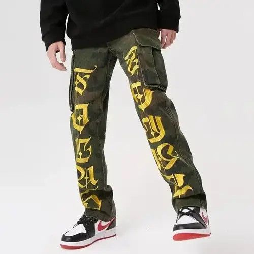 Jean Letters Cargo Stacked Denim Jeans Camouflage Size US 30 / EU 46 - 3 Thumbnail
