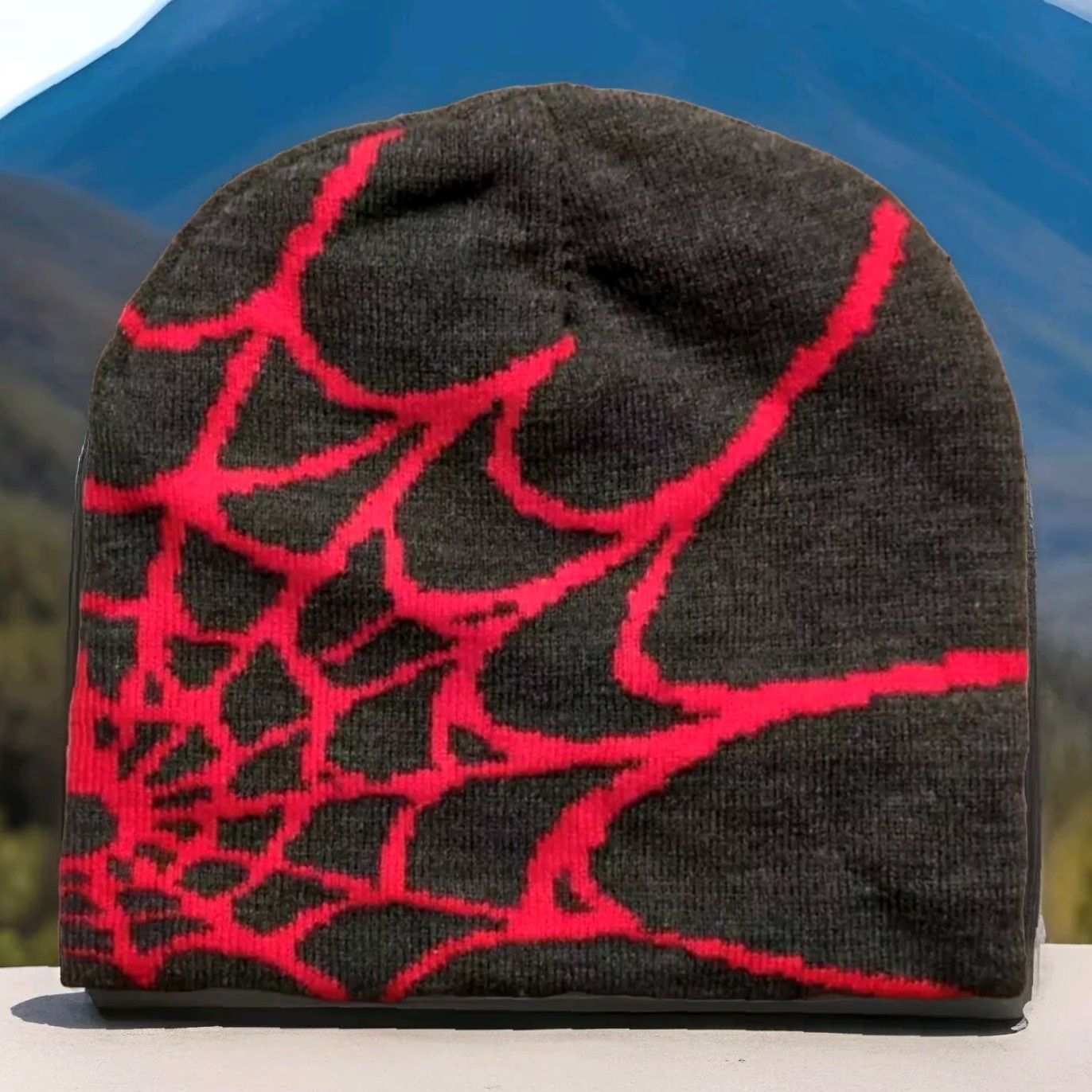 Spyder Y2K Beanie Hat Spider-Man Web Dome Cap New Hip Hop Skull Knit Gray/Red Spyder Unbranded Unisex Adults One Size Size ONE SIZE - 3 Thumbnail