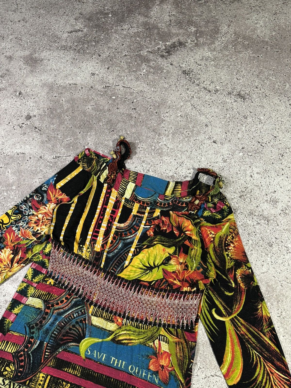 Jean Paul Gaultier Save The Queen Womens Colorful Bono Floral Print Long Sleeve Size L / US 10 / IT 46 - 5 Thumbnail