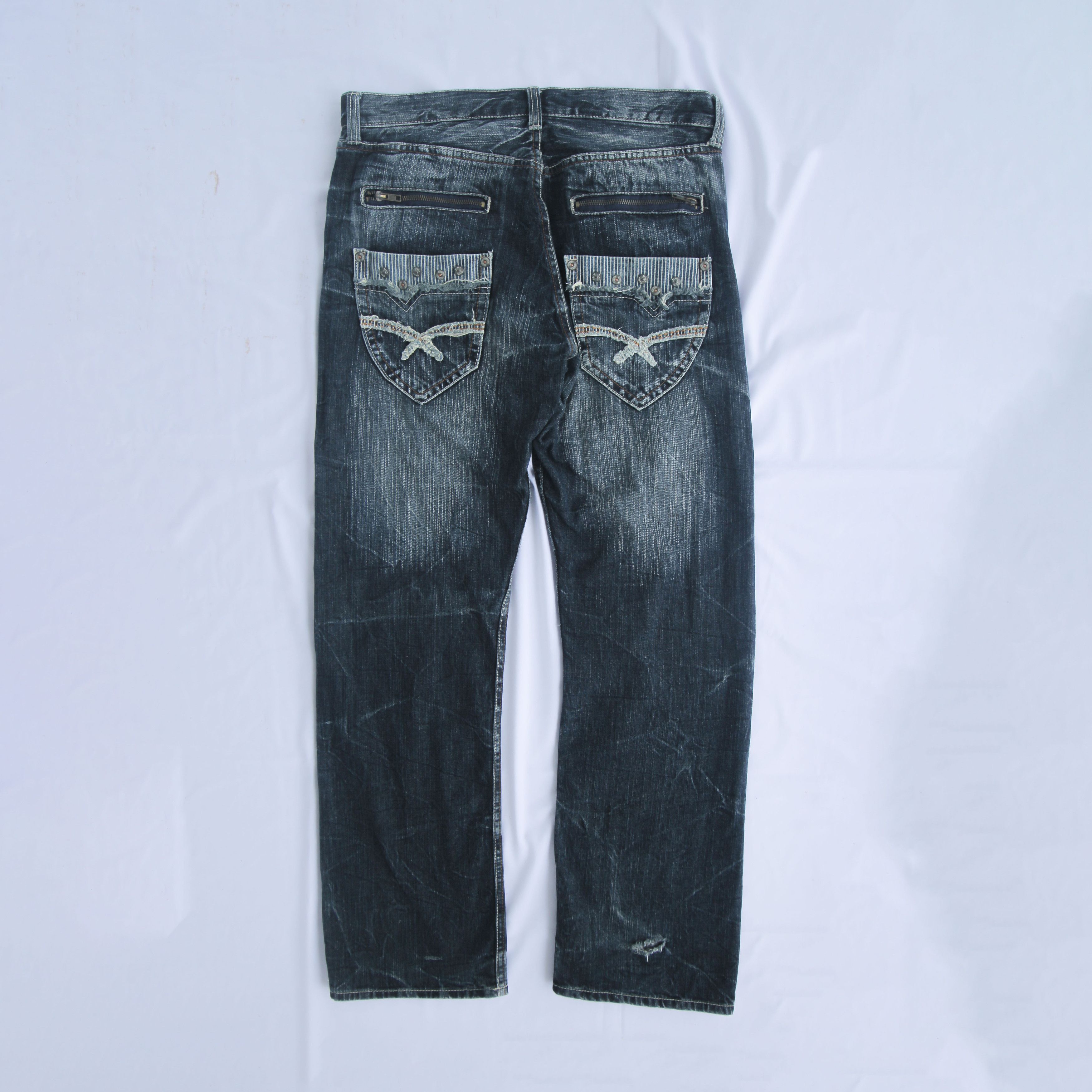 image of Vintage Oririn Unique Japanese Denim in Black Indigo, Men's (Size 33)