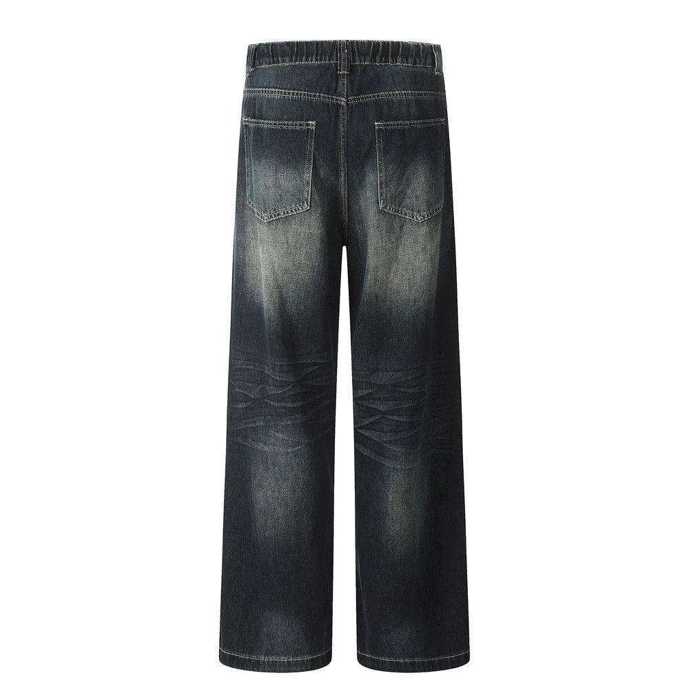 Jean Washed straight men's loose contrast color street jeans Size US 34 / EU 50 - 2 Thumbnail