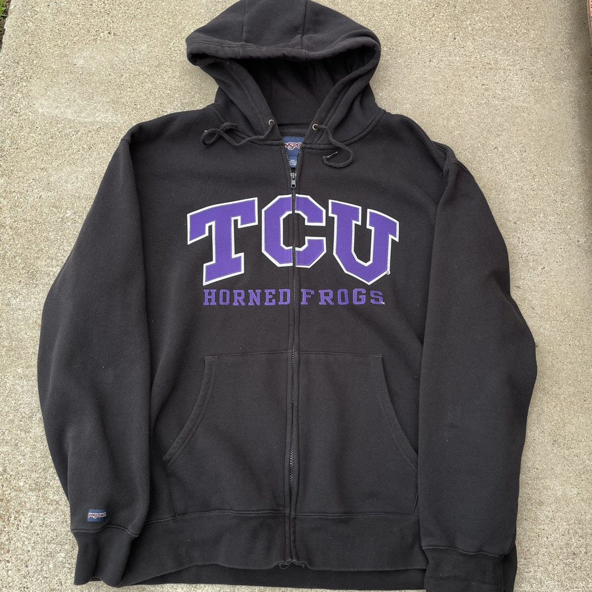 Jansport × Vintage Vintage TCU Horned Frogs Jansport Zip Up Hoodie Black XXL Size US XXL / EU 58 / 5 - 2 Thumbnail