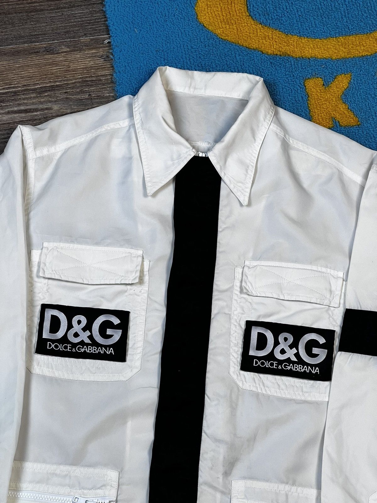 Dolce & Gabbana × Vintage 90’s Vintage Dolce Gabbana Patches White Over shirt Jacket Size US M / EU 48-50 / 2 - 4 Thumbnail