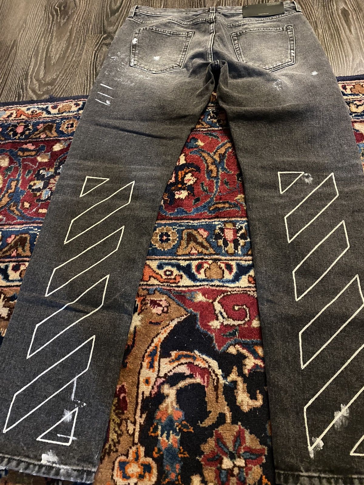 Off-White × Virgil Abloh Painter Slim Diagonal Embroidered Denim Size US 34 / EU 50 - 2 Thumbnail