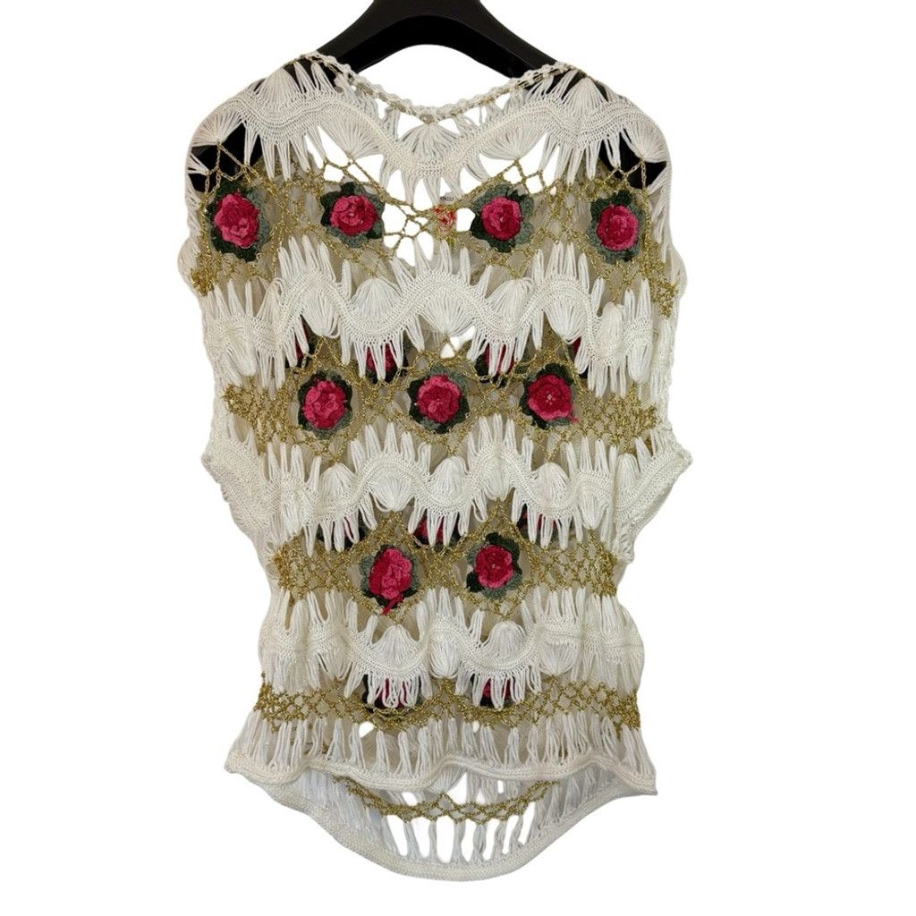 Other NWT! VTG 60's DK FASHION Women's Crochet Floral Blouse MISSY Size M / US 6-8 / IT 42-44 - 5 Thumbnail