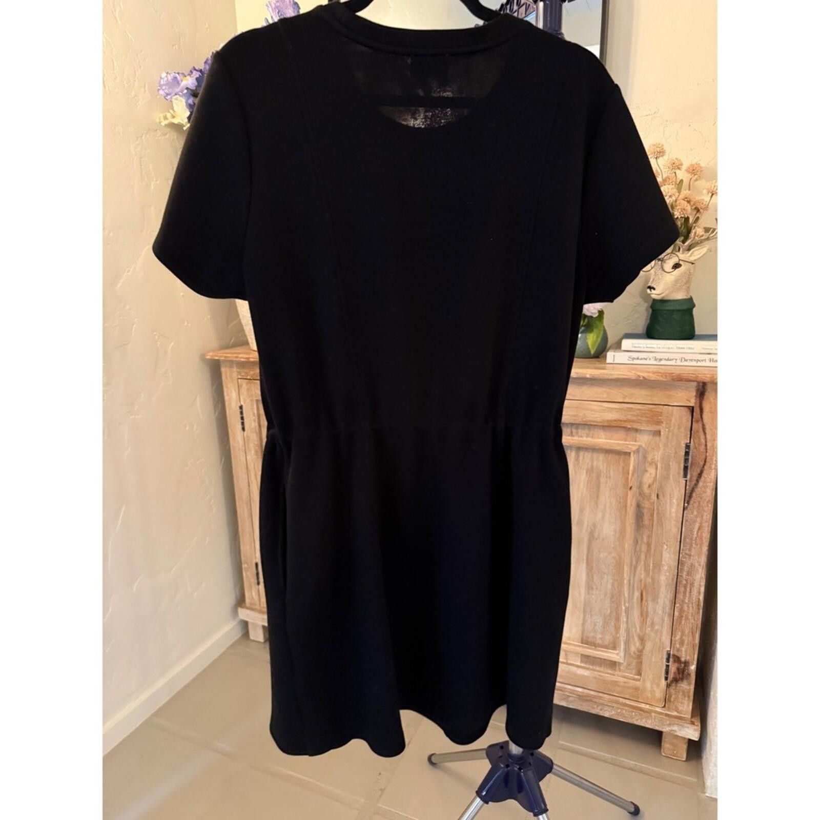 Elie Tahari Elie Tahari Black Short Sleeve Drawstring Waist Mini Dress L Size L / US 10 / IT 46 - 5 Thumbnail