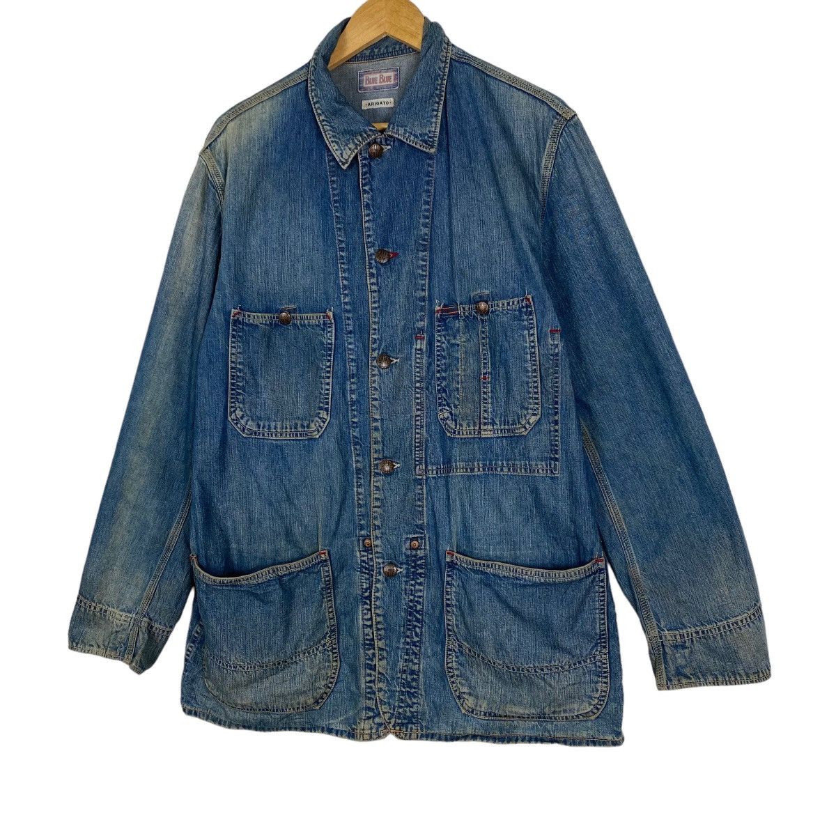 Blue Blue Japan Vintage BLUE BLUE ARIGATO Denim Chore Jacket Size US M / EU 48-50 / 2 - 3 Thumbnail