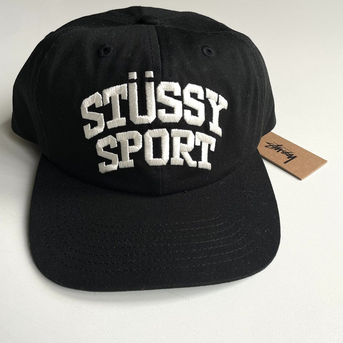 image of Stussy Sport Cap Embroidered Snapback Black Nwt, Men's
