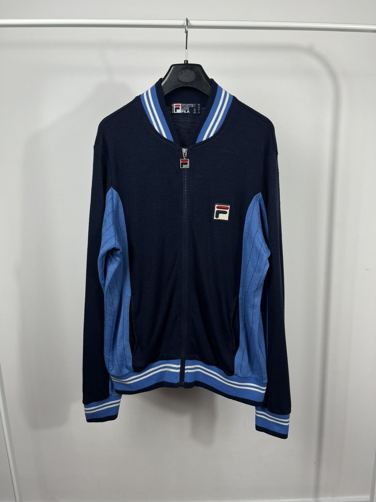 Fila White Line Retro Track Jacket Navy Blue Wool Zip-Up