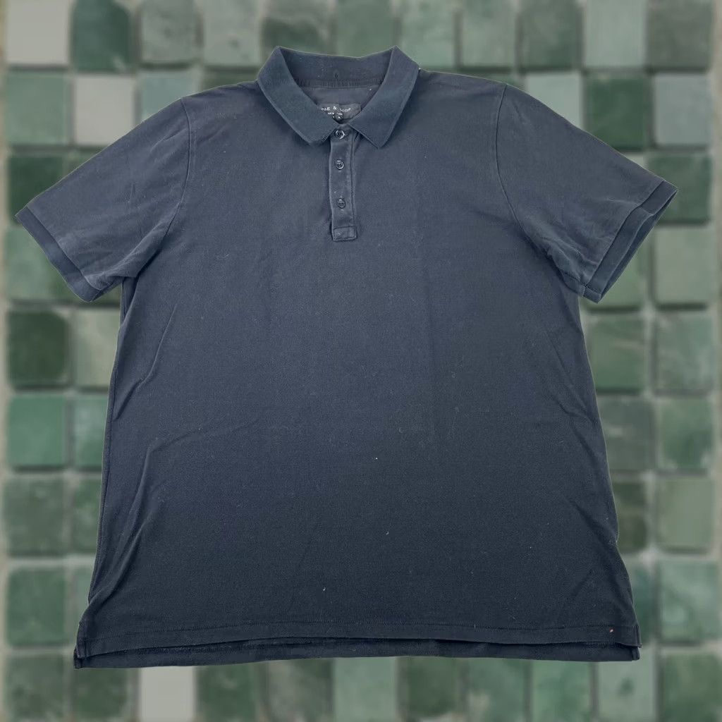 Rag & Bone Rag & Bone Polo Shirt Mens XL Black Peruvian Pima Cotton Short Sleeve Designer Shirt Size US XL / EU 56 / 4 - 1 Thumbnail