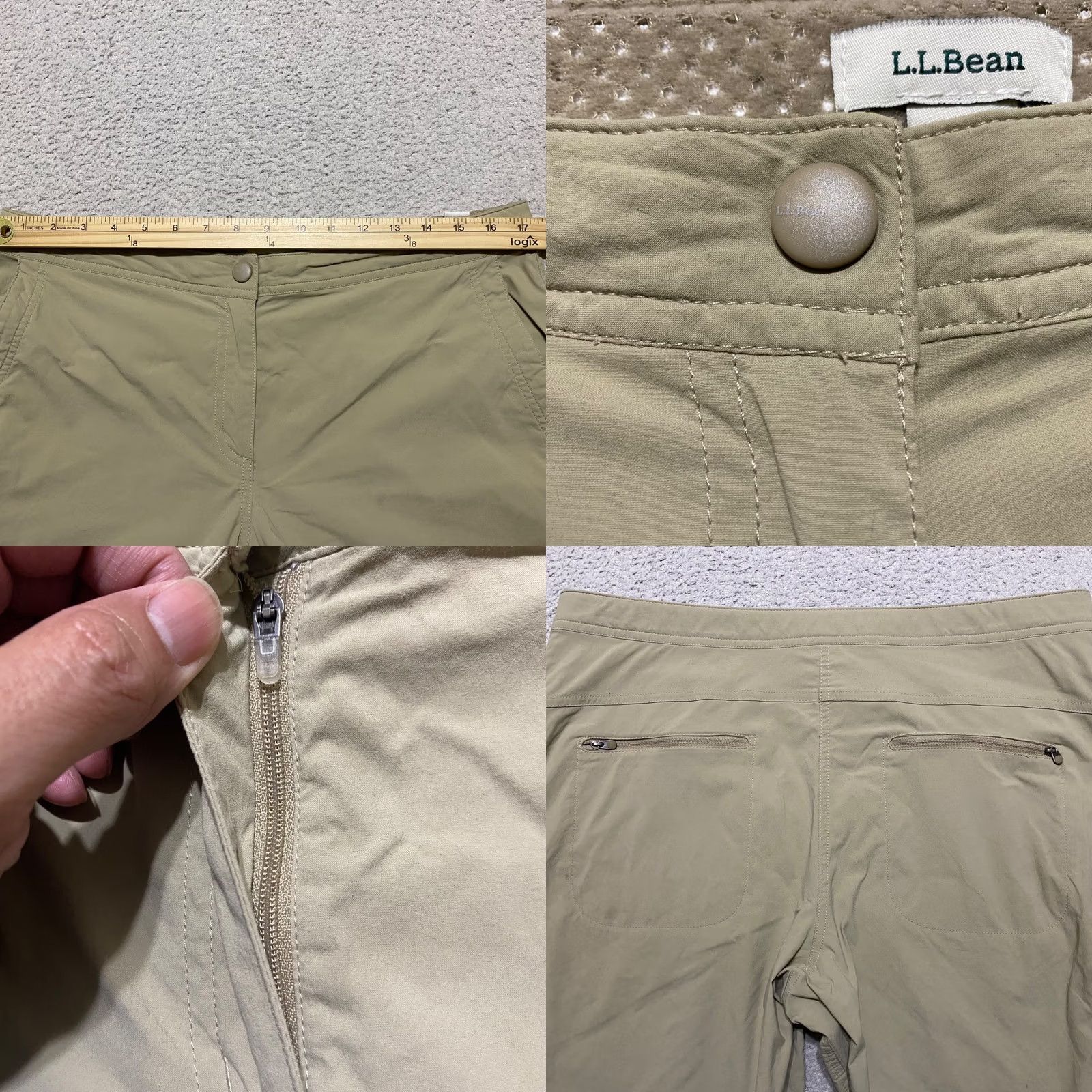 Vintage L.L. Bean Womens 14 Beige Capri Cargo Pants Nylon Comfortable Straight Leg Capris Casual Travel Spring Summer Fall Winter Womens Size 36" / US 14 / IT 50 - 8 Thumbnail