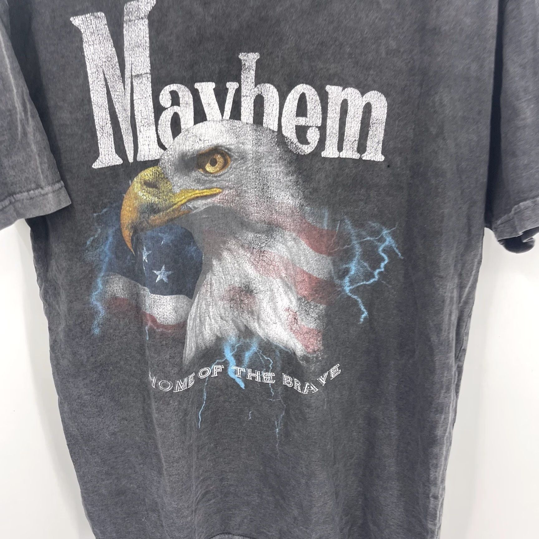 Vintage Mayhem Graphic Print T-Shirt Men’s Large Gray Eagle USA 90s Short Sleeve Size US L / EU 52-54 / 3 - 6 Thumbnail