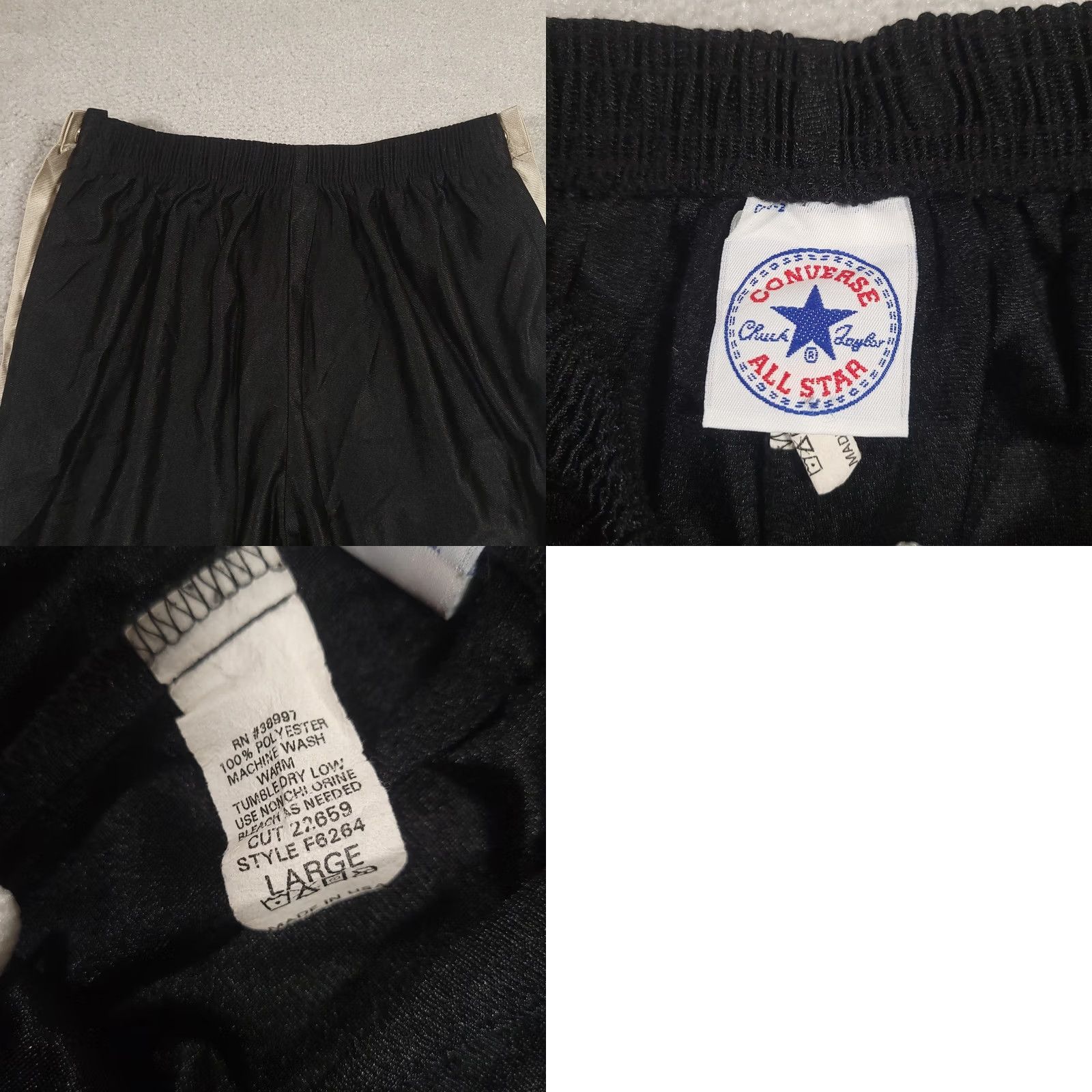 Converse VTG Converse Chuck Taylor All Star Tearaway Track Pants Size L 90s Snap Black Size US 33 - 9 Thumbnail