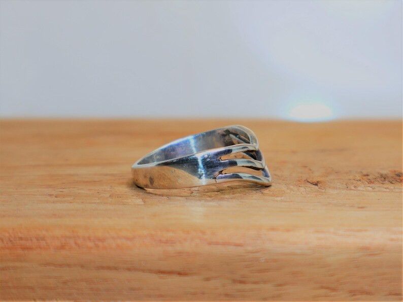 Handmade V Shape Ring, 925 Sterling Silver Band, Triple Chevron Ring, Size ONE SIZE - 3 Thumbnail