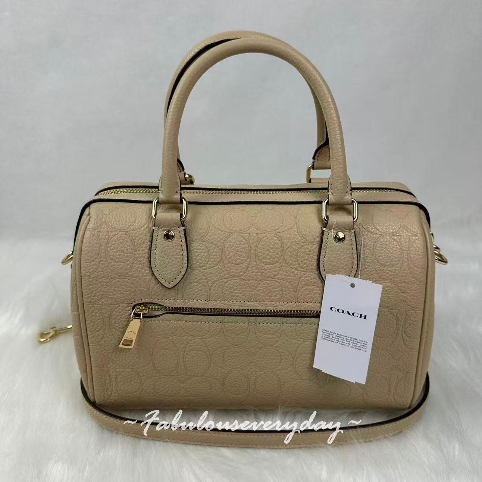 Coach Coach Rowan Satchel Bag Crossbody Signature Leather/Gold/Oat Size ONE SIZE - 3 Thumbnail