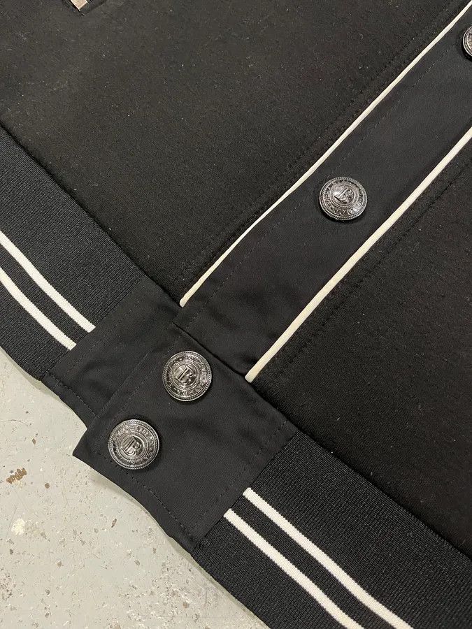 Balmain Balmain Black Buttoned White Lined Varsity Jacket Size US M / EU 48-50 / 2 - 7 Thumbnail