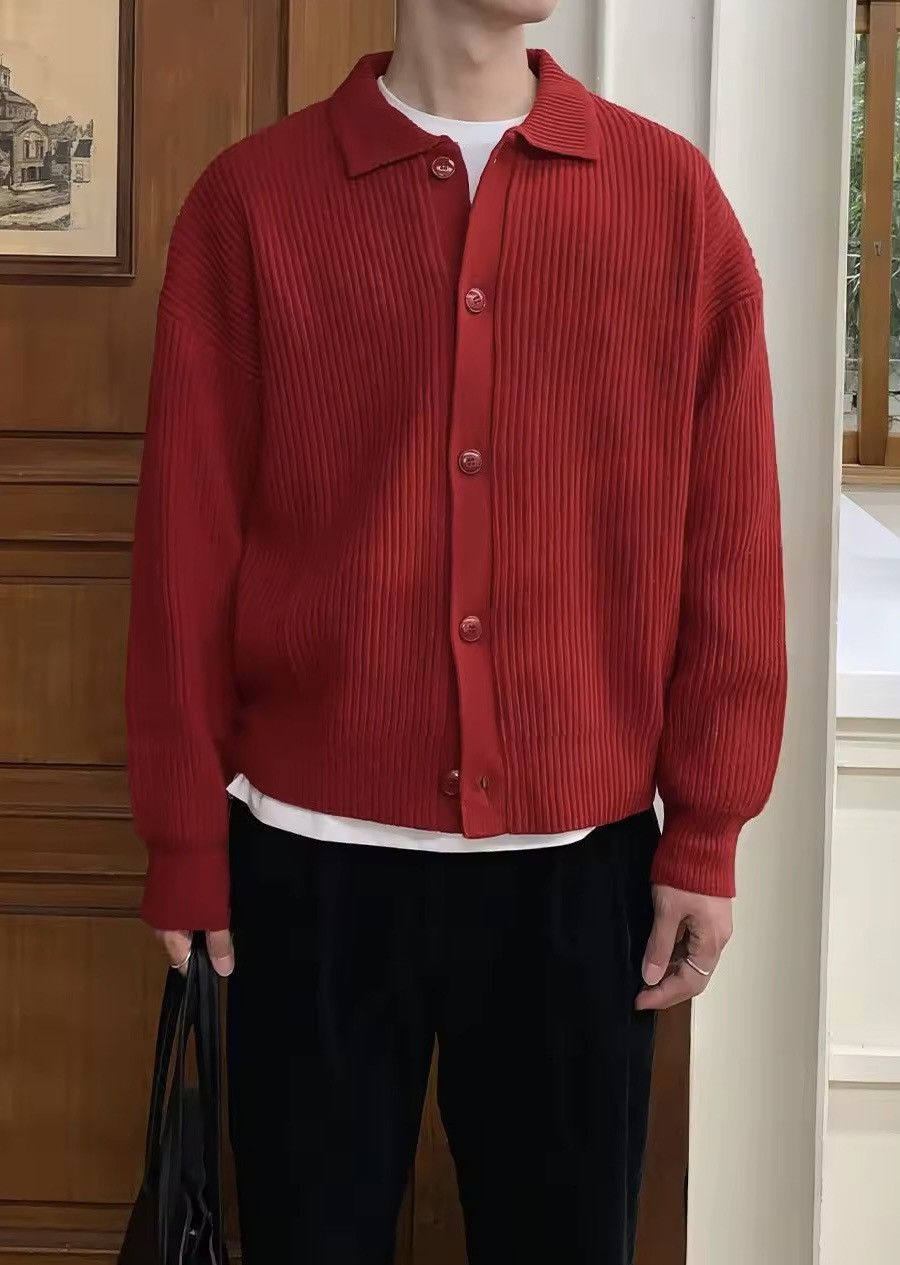 Other Knitted Casual Solid Red Loose Cardigan Sweater Size US XL / EU 56 / 4 - 3 Thumbnail