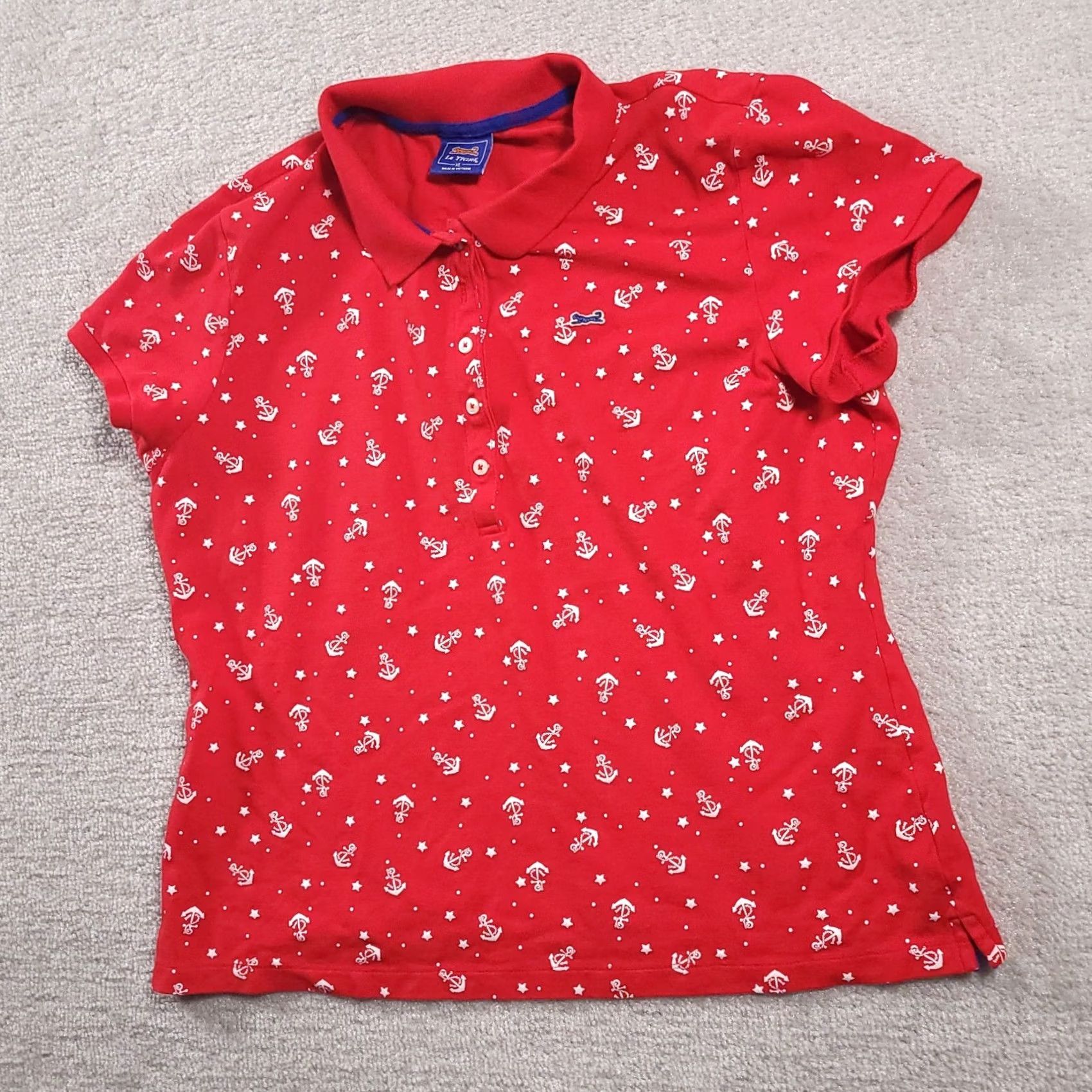 Vintage VINTAGE Le Tigre Polo Shirt Tiger Logo Women's XL Red Anchor Stars Pima Cotton Stretch Size XL / US 12-14 / IT 48-50 - 2 Thumbnail