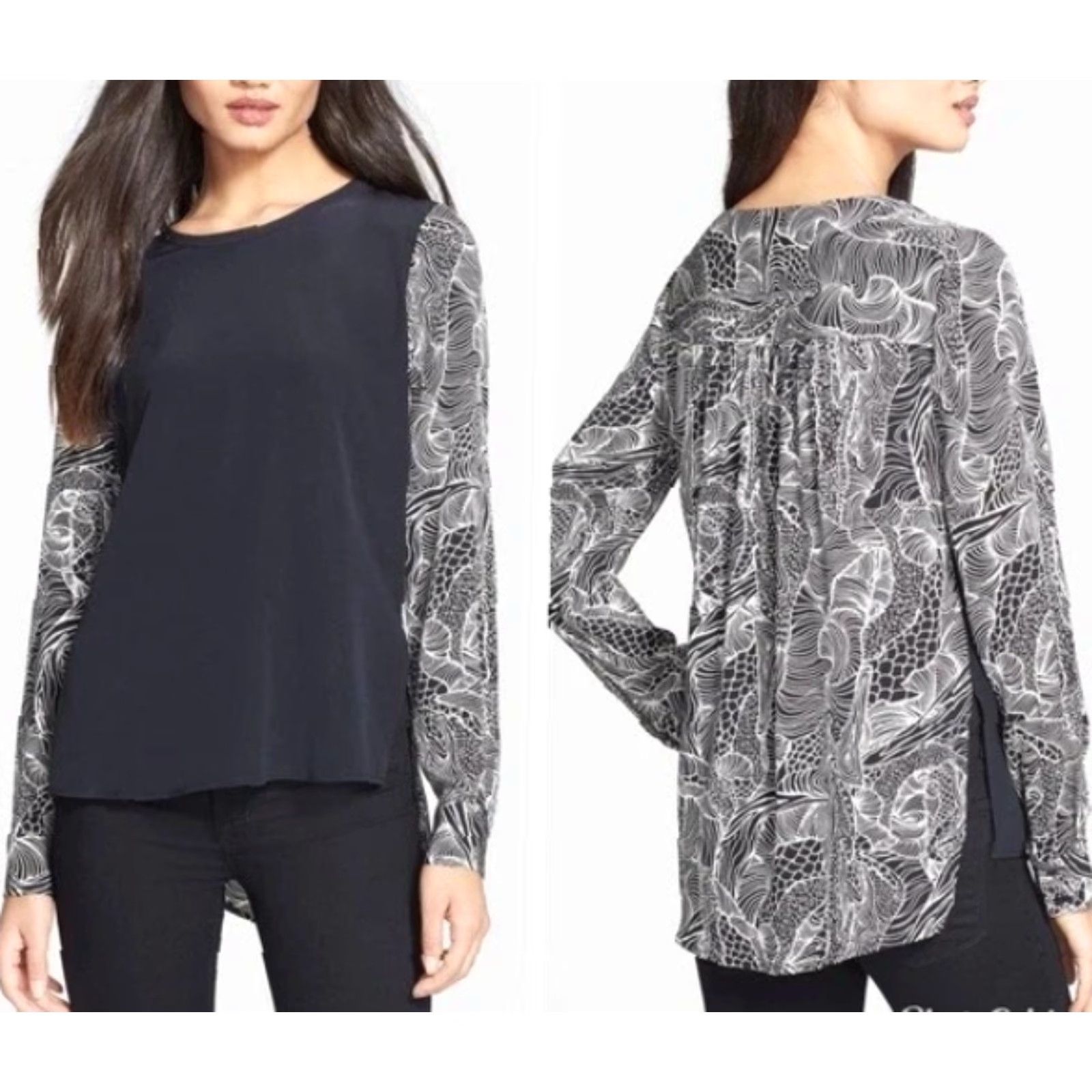 Diane von Furstenberg Diane von Furstenberg Louisa Long Sleeve Silk Top Sz 12 Blouse Women Short Sleeve? Size XL / US 12-14 / IT 48-50 - 2 Thumbnail